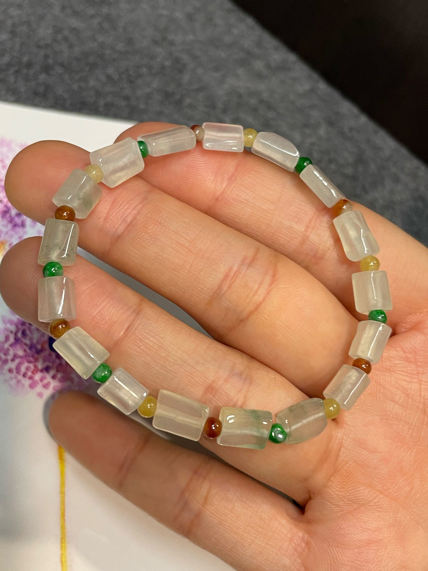 Jadeite Bracelet - Irregular Cubes (NJBA012)