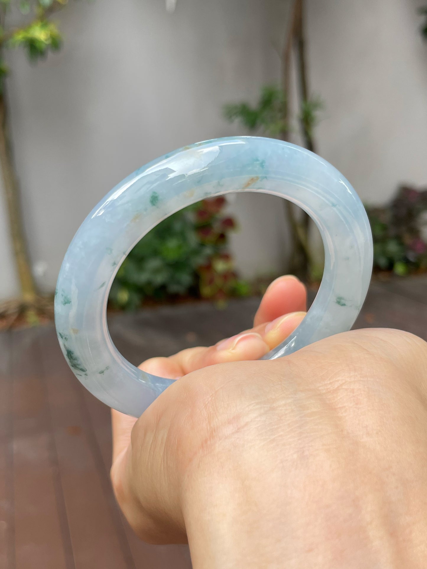 Light Blue Jade Bangle | 55mm (NJBA023)