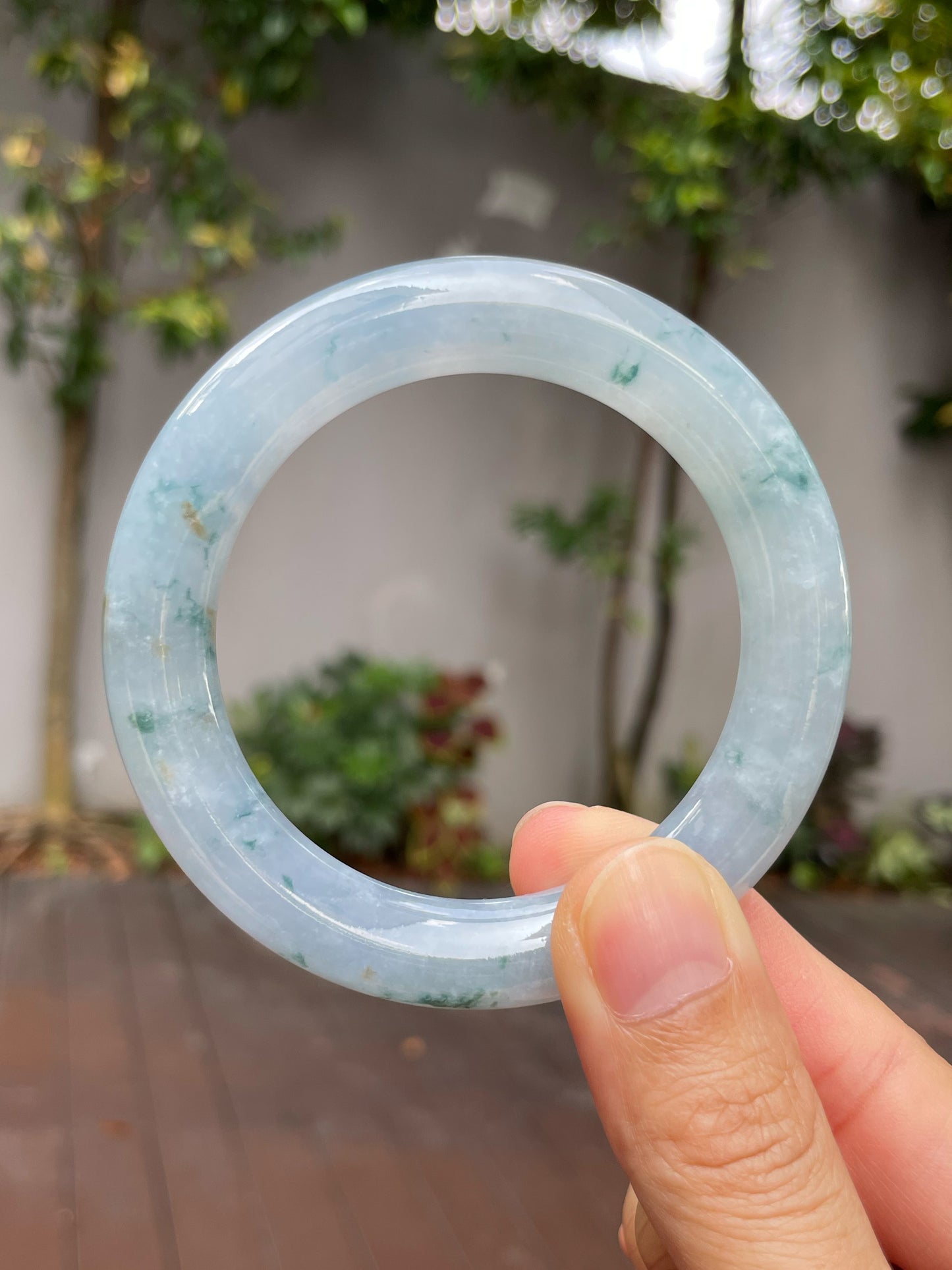 Light Blue Jade Bangle | 55mm (NJBA023)