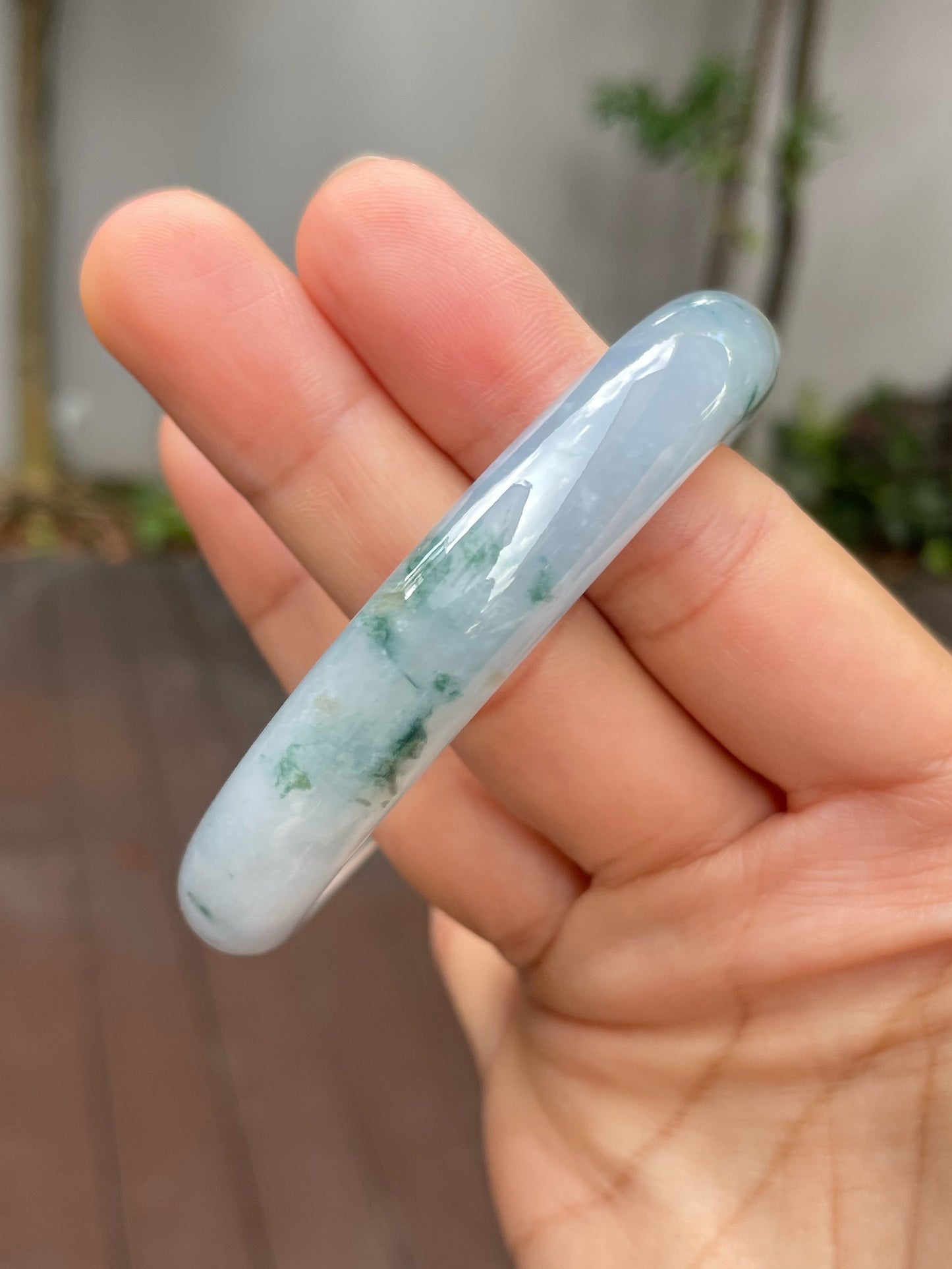 Light Blue Jade Bangle | 55mm (NJBA023)