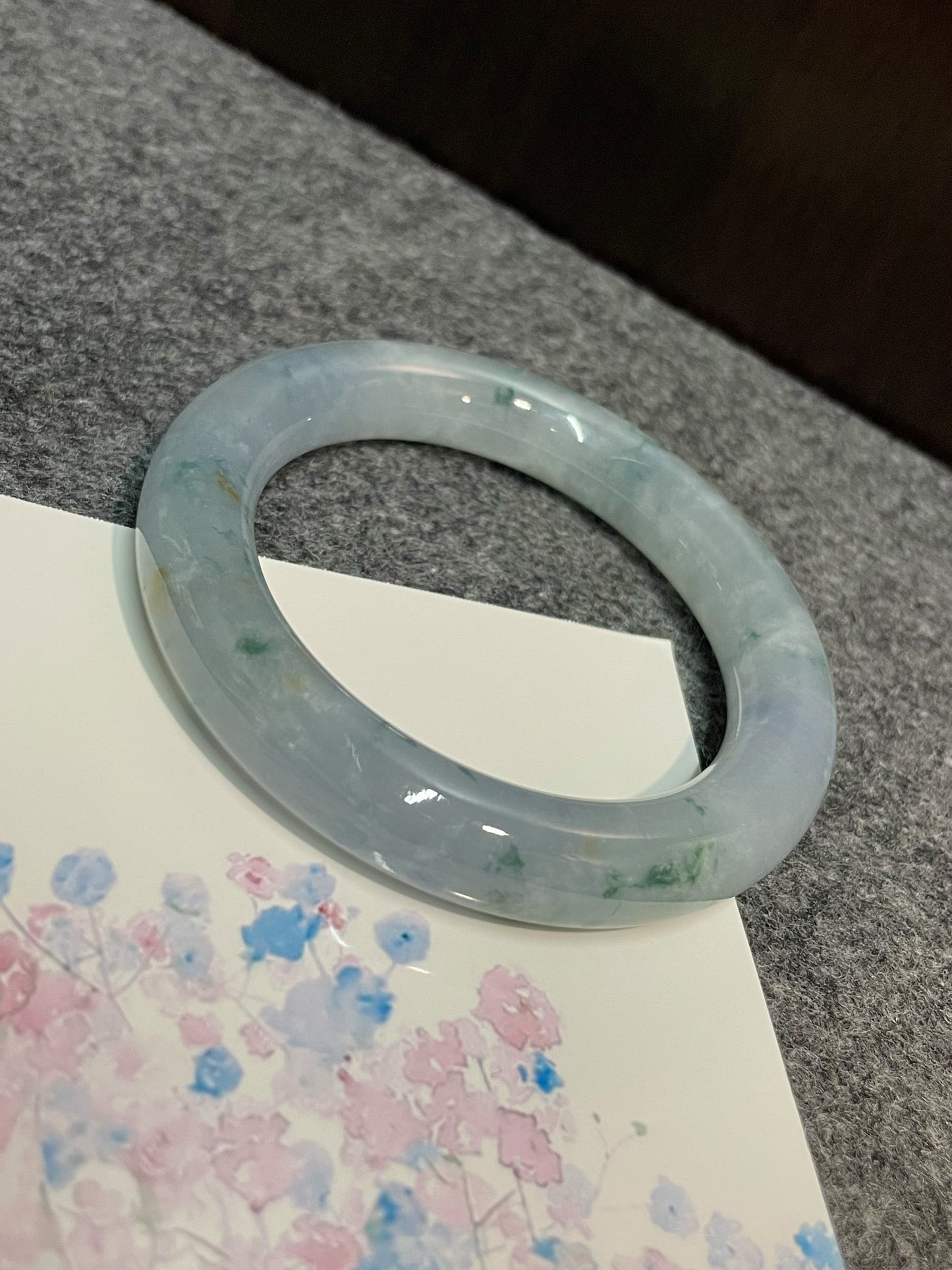 Light Blue Jade Bangle | 55mm (NJBA023)