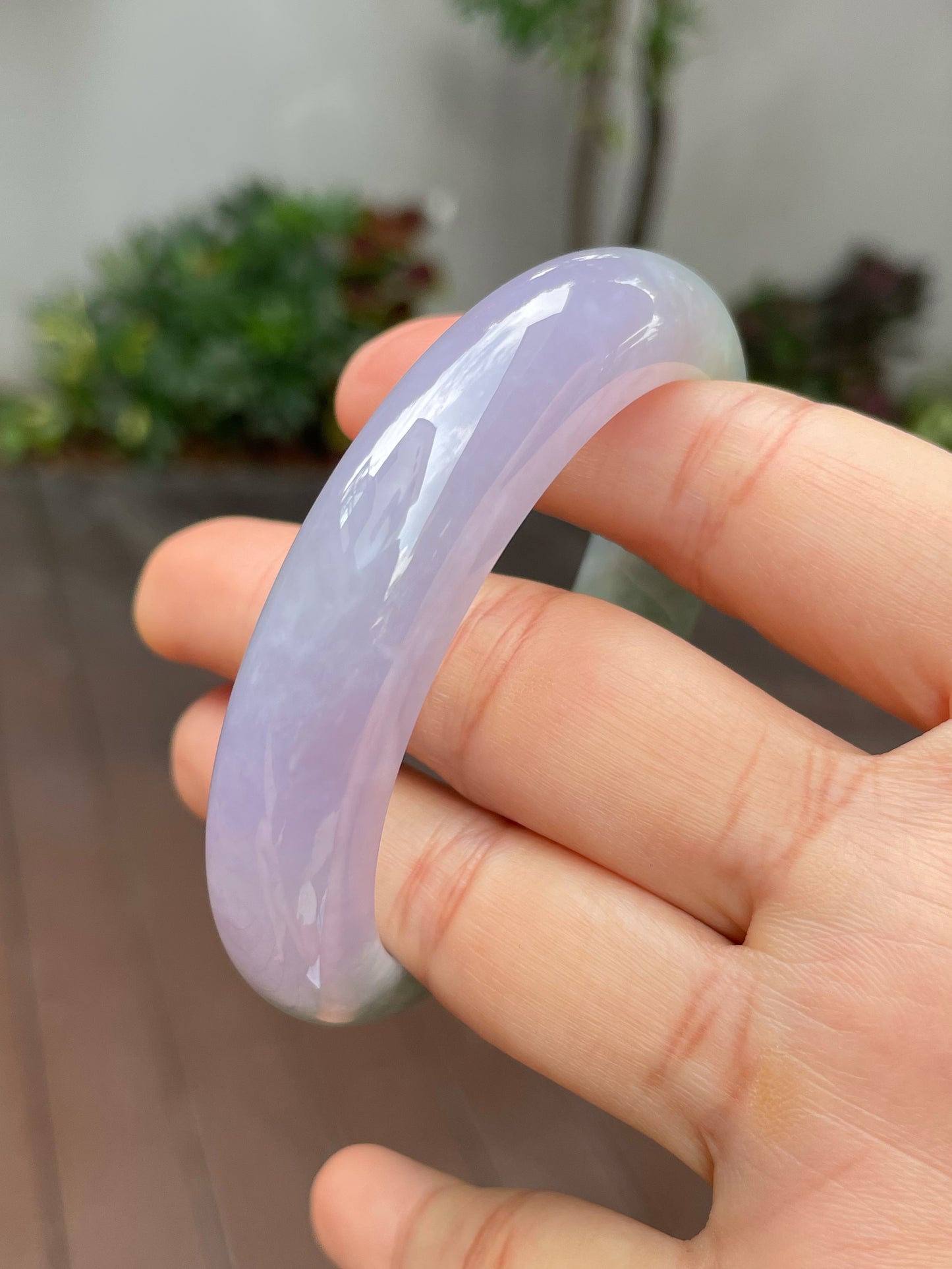 Lavender with Bluish Green Jade Bangle | 56mm (NJBA030)