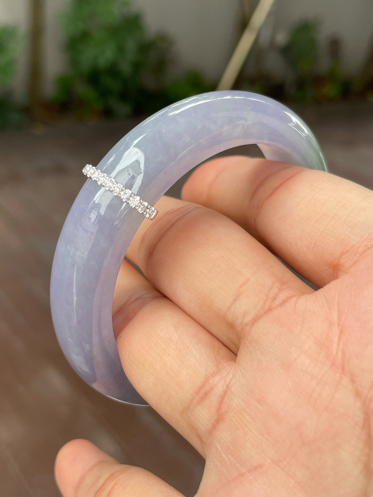 Lavender with Green Jade Bangle | 54mm (NJBA039)