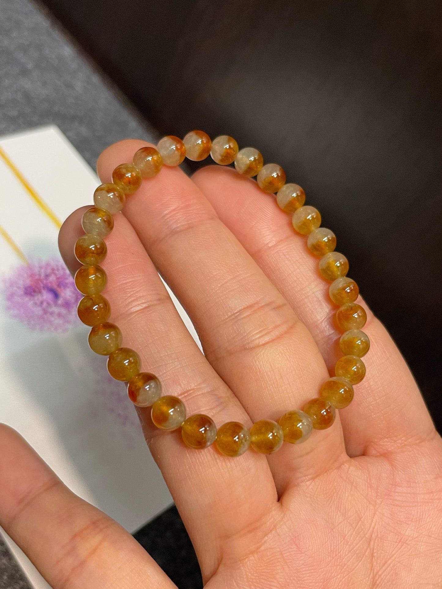 Icy Yellow Jade Bracelet - Round Beads (NJBA103)