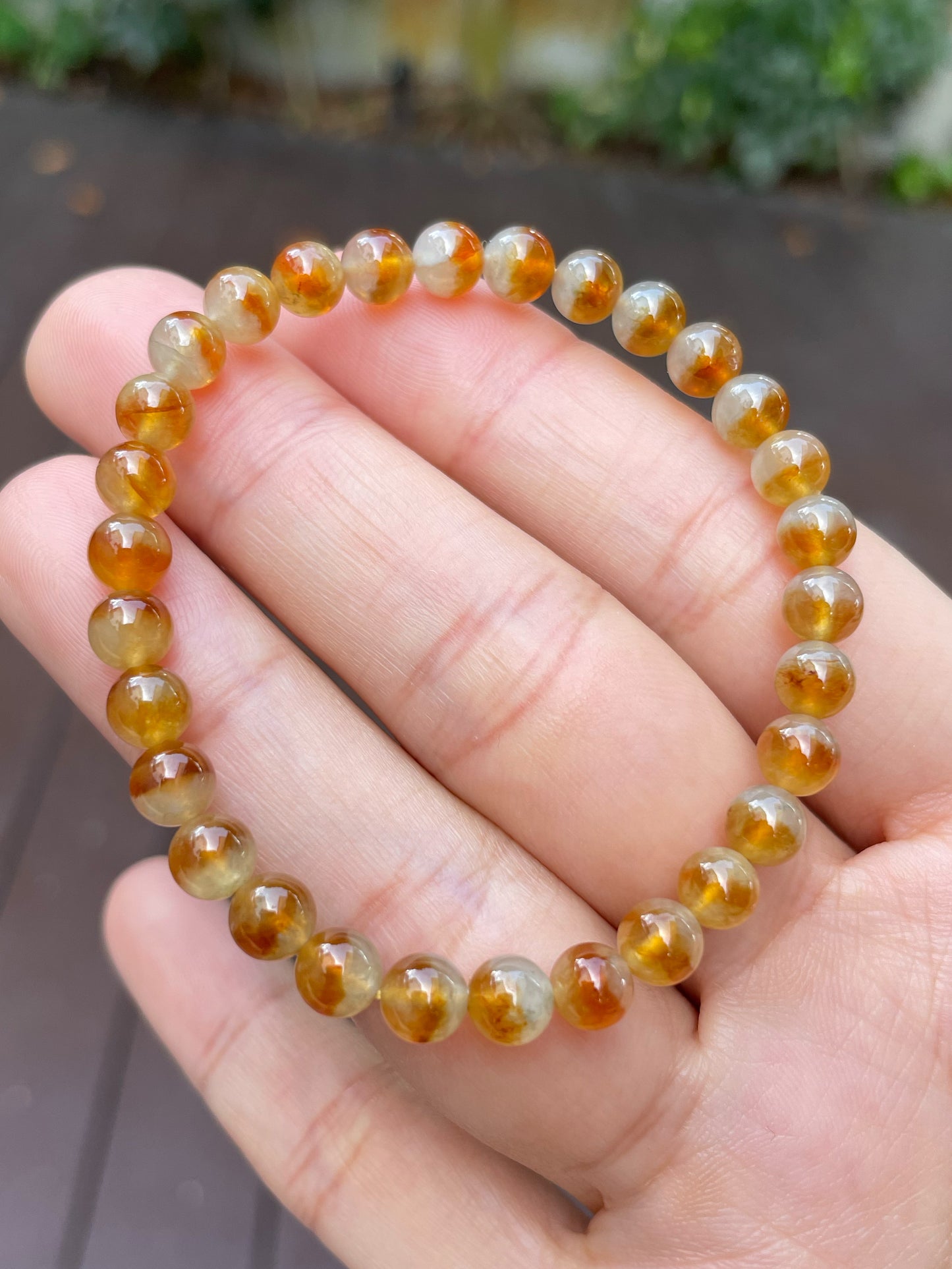 Icy Yellow Jade Bracelet - Round Beads (NJBA103)