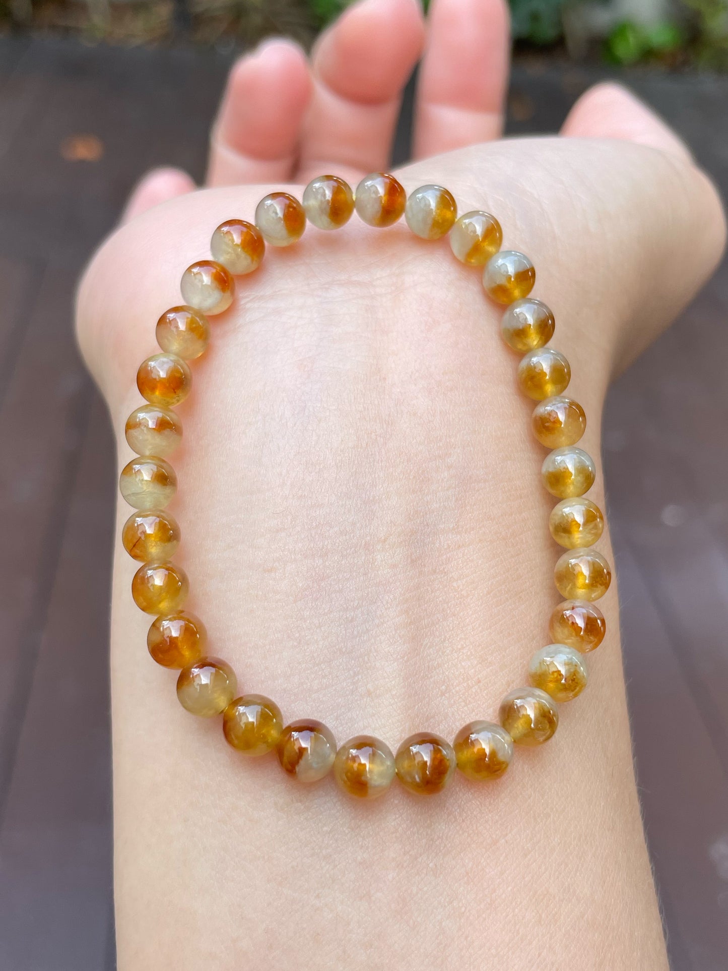 Icy Yellow Jade Bracelet - Round Beads (NJBA103)