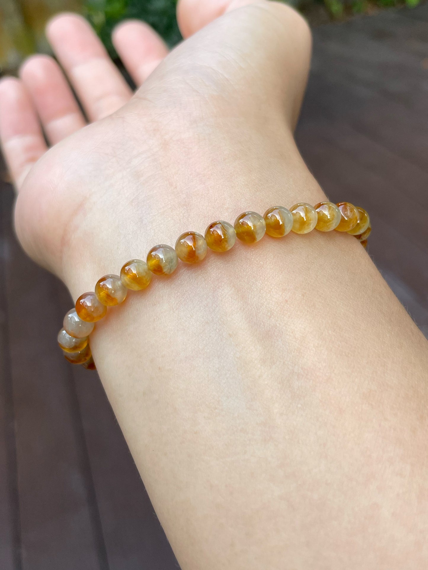 Icy Yellow Jade Bracelet - Round Beads (NJBA103)