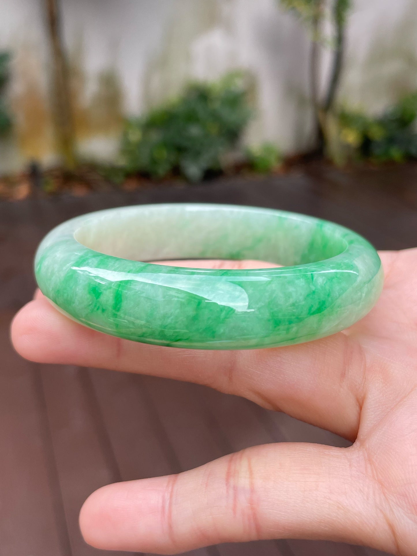 Green Jadeite Bangle | 57mm (NJBA107)