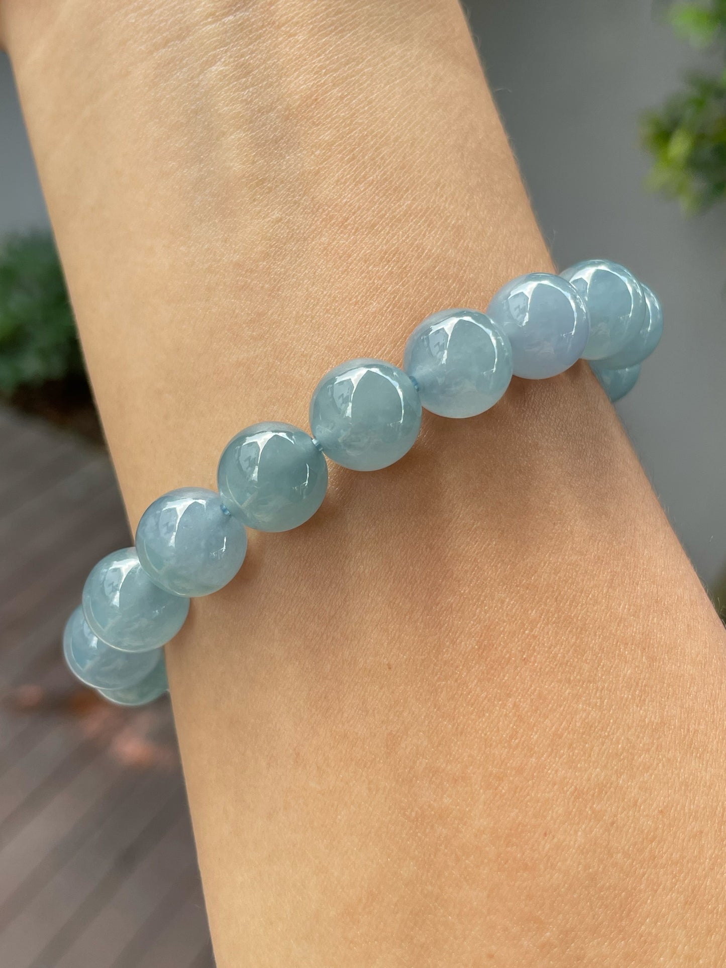 Icy Blue Jade Beads Bracelet (NJBA123)