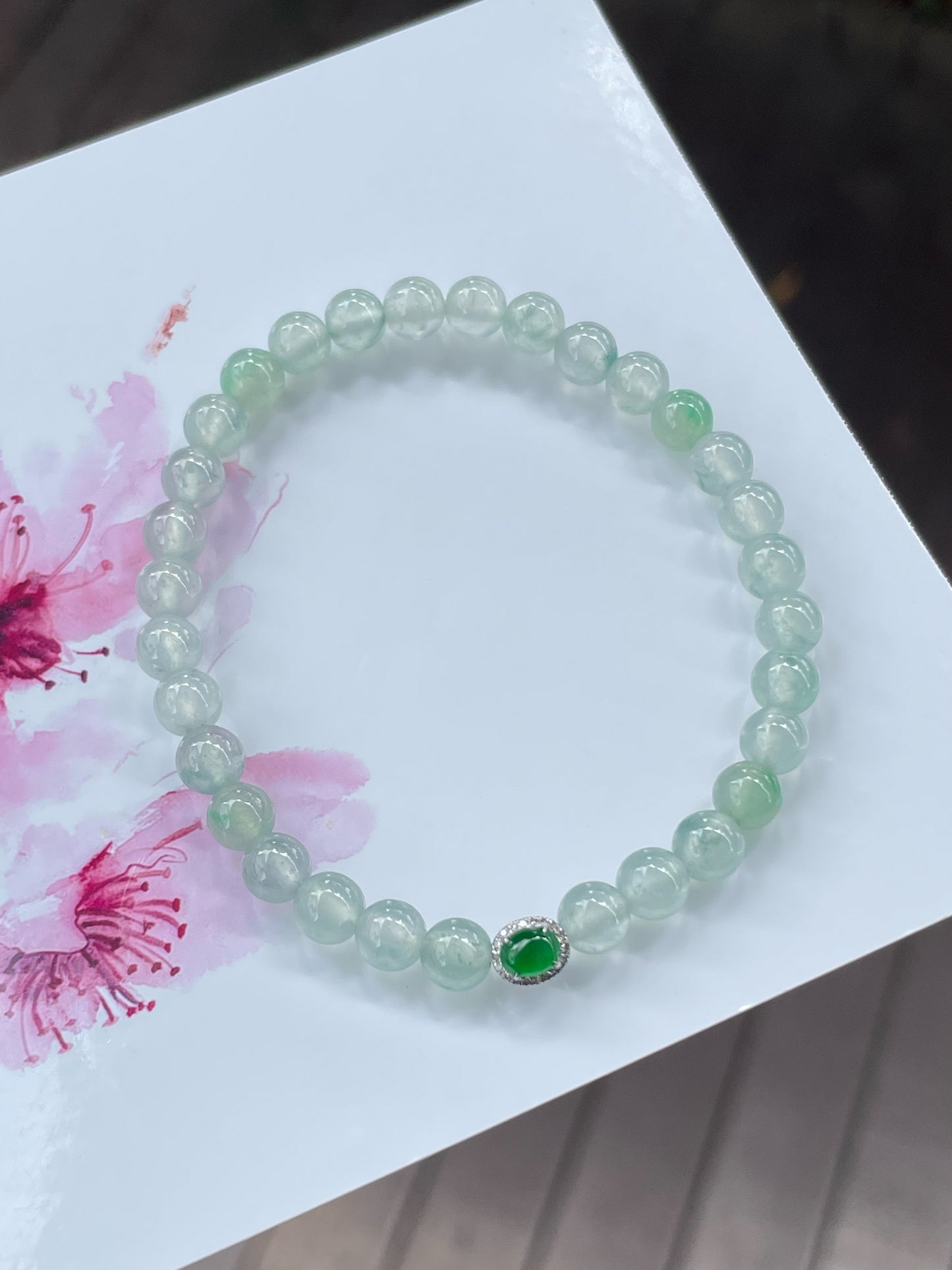 Icy Jadeite Bracelet - Round Beads (NJBA131)