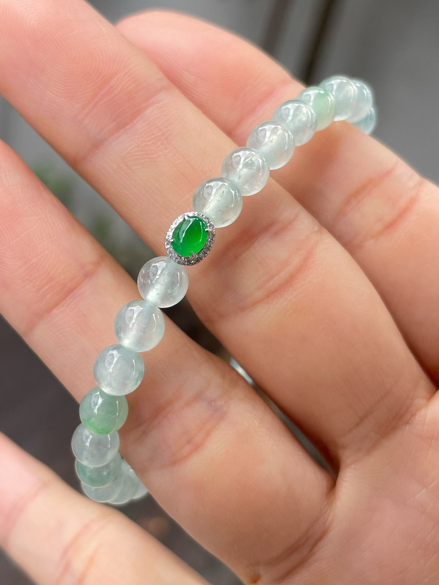Icy Jadeite Bracelet - Round Beads (NJBA131)