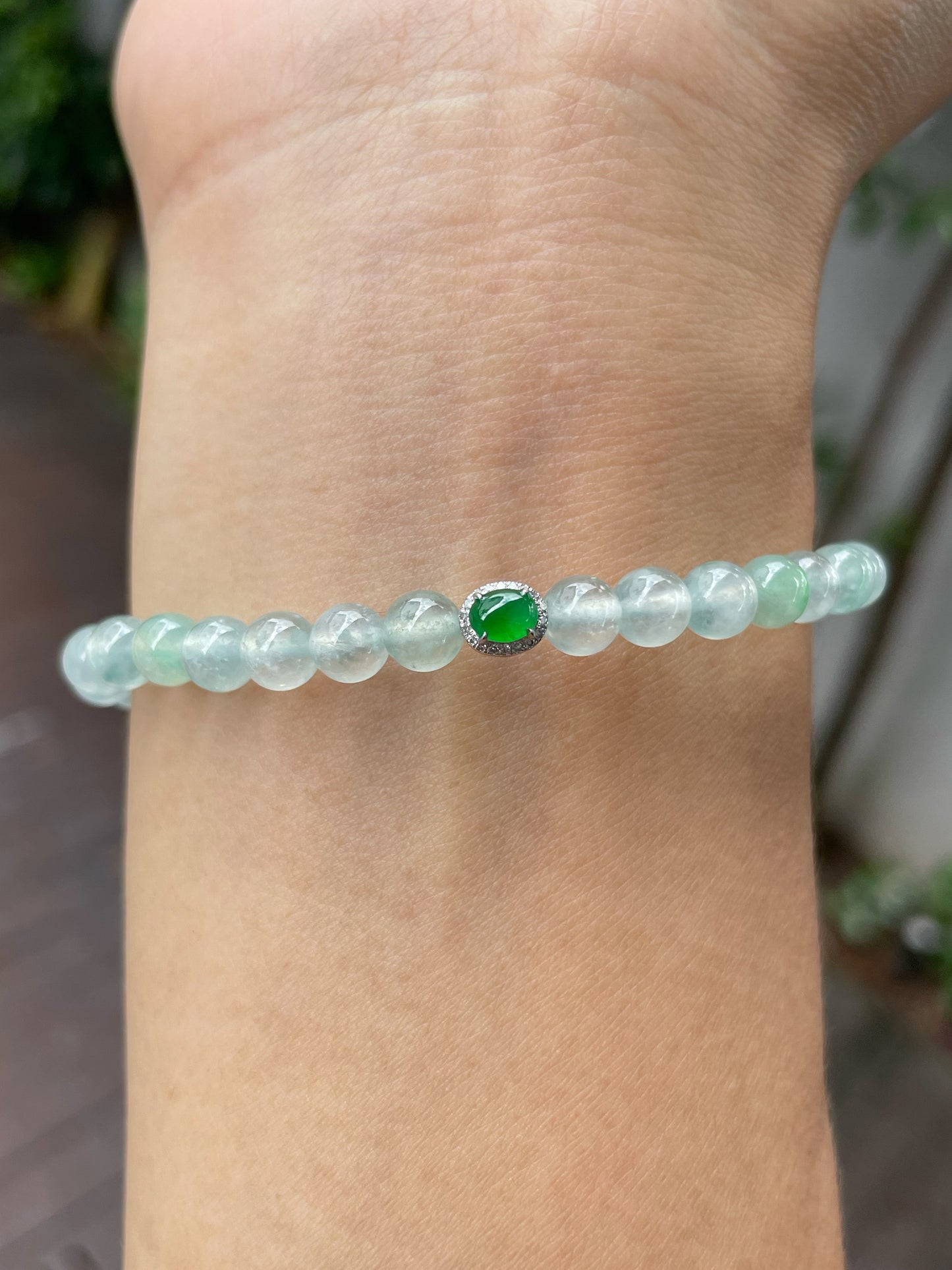 Icy Jadeite Bracelet - Round Beads (NJBA131)