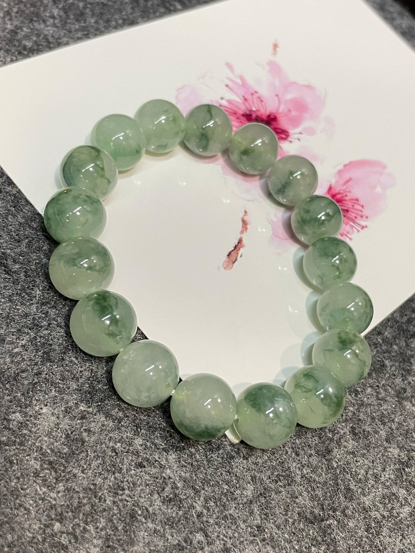 Icy Green Jadeite Bracelet - Round Beads (NJBA137)