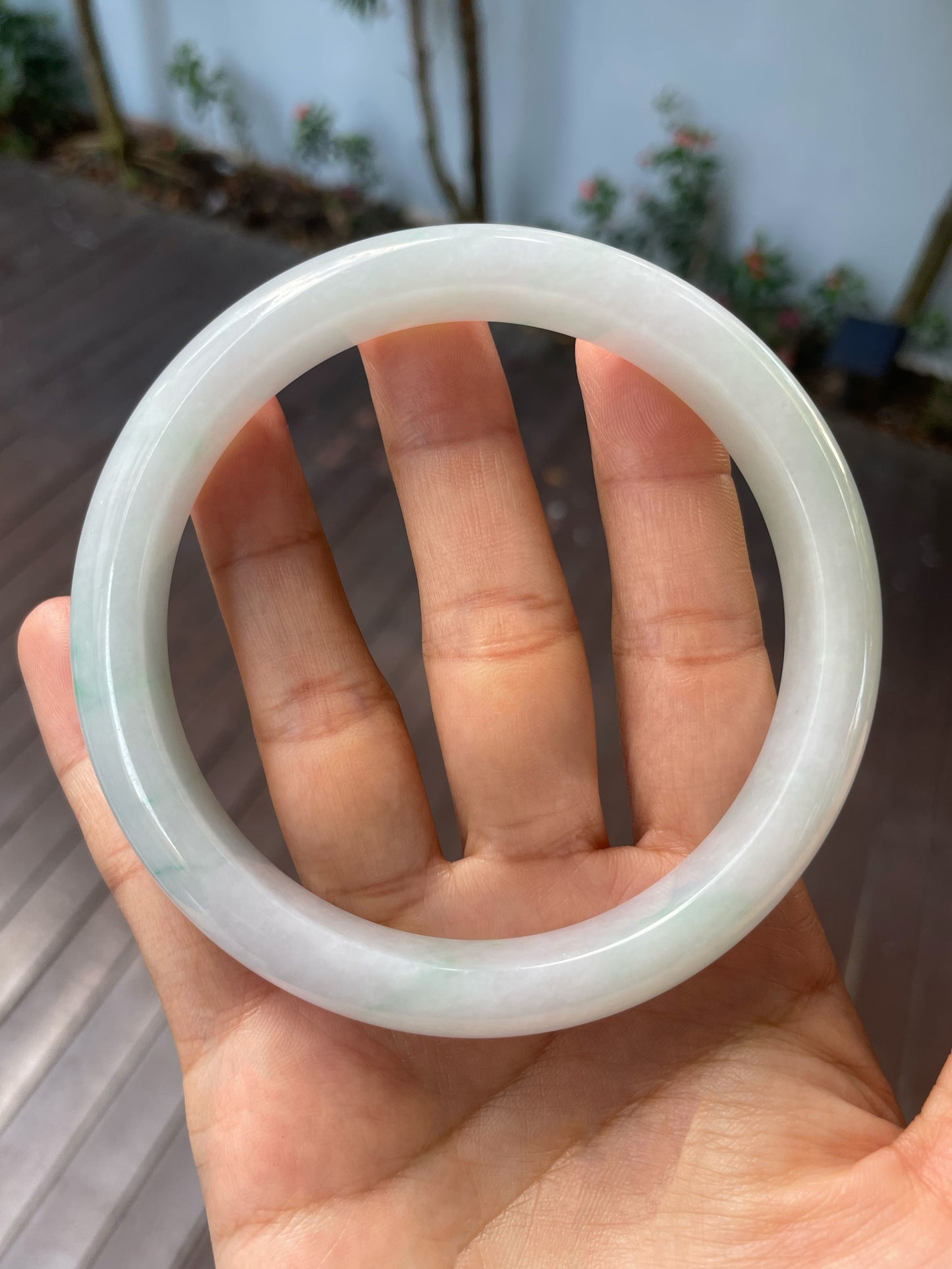 White Jadeite Bangle | 75mm (NJBA135)