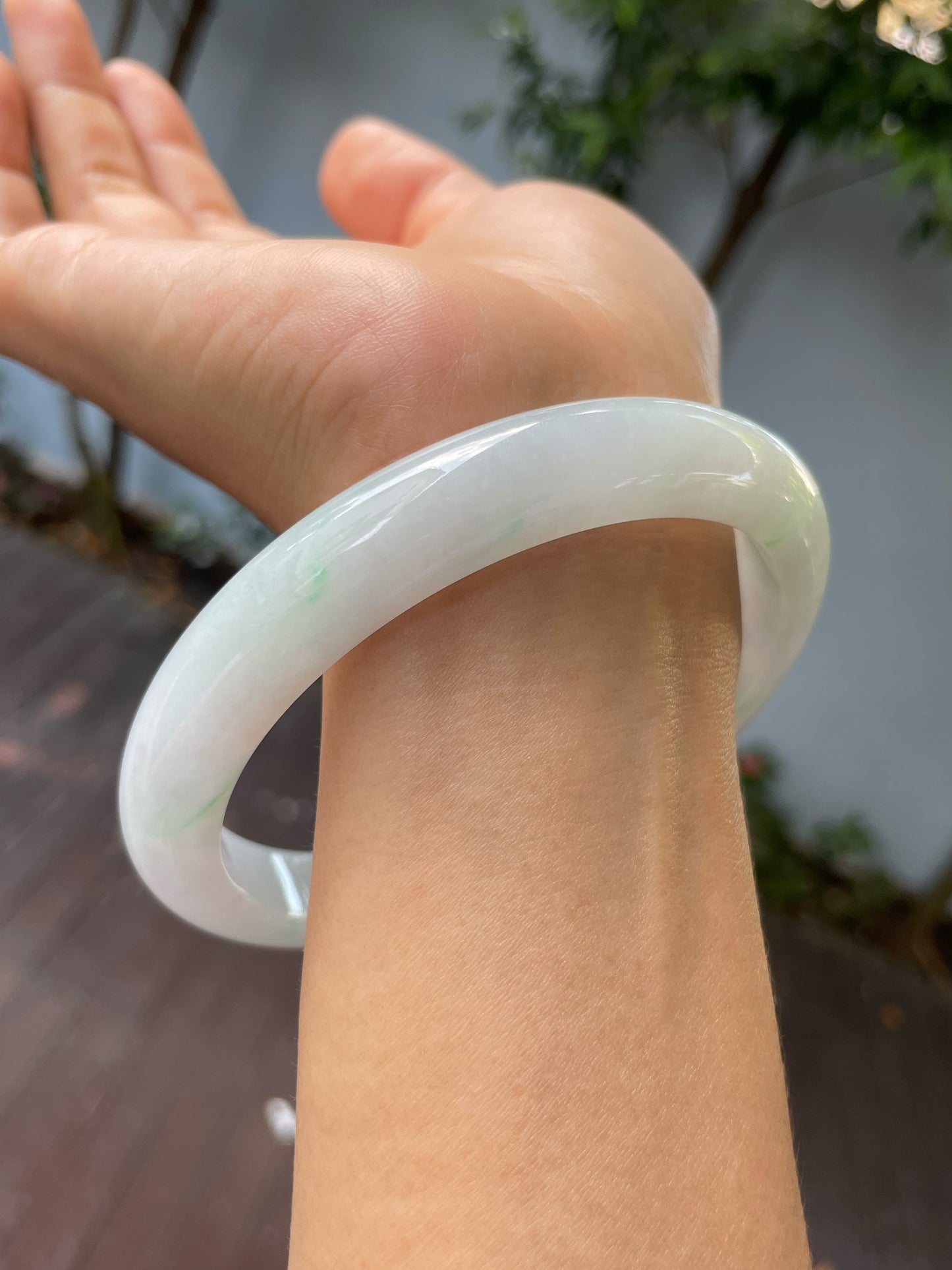 White Jadeite Bangle | 75mm (NJBA135)