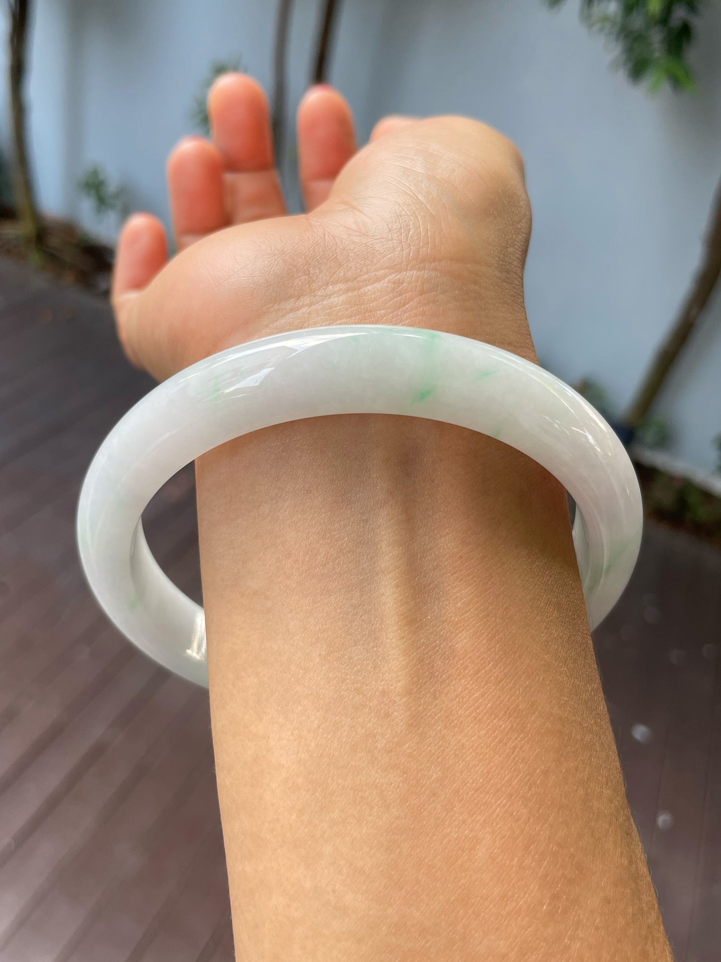 White Jadeite Bangle | 75mm (NJBA135)