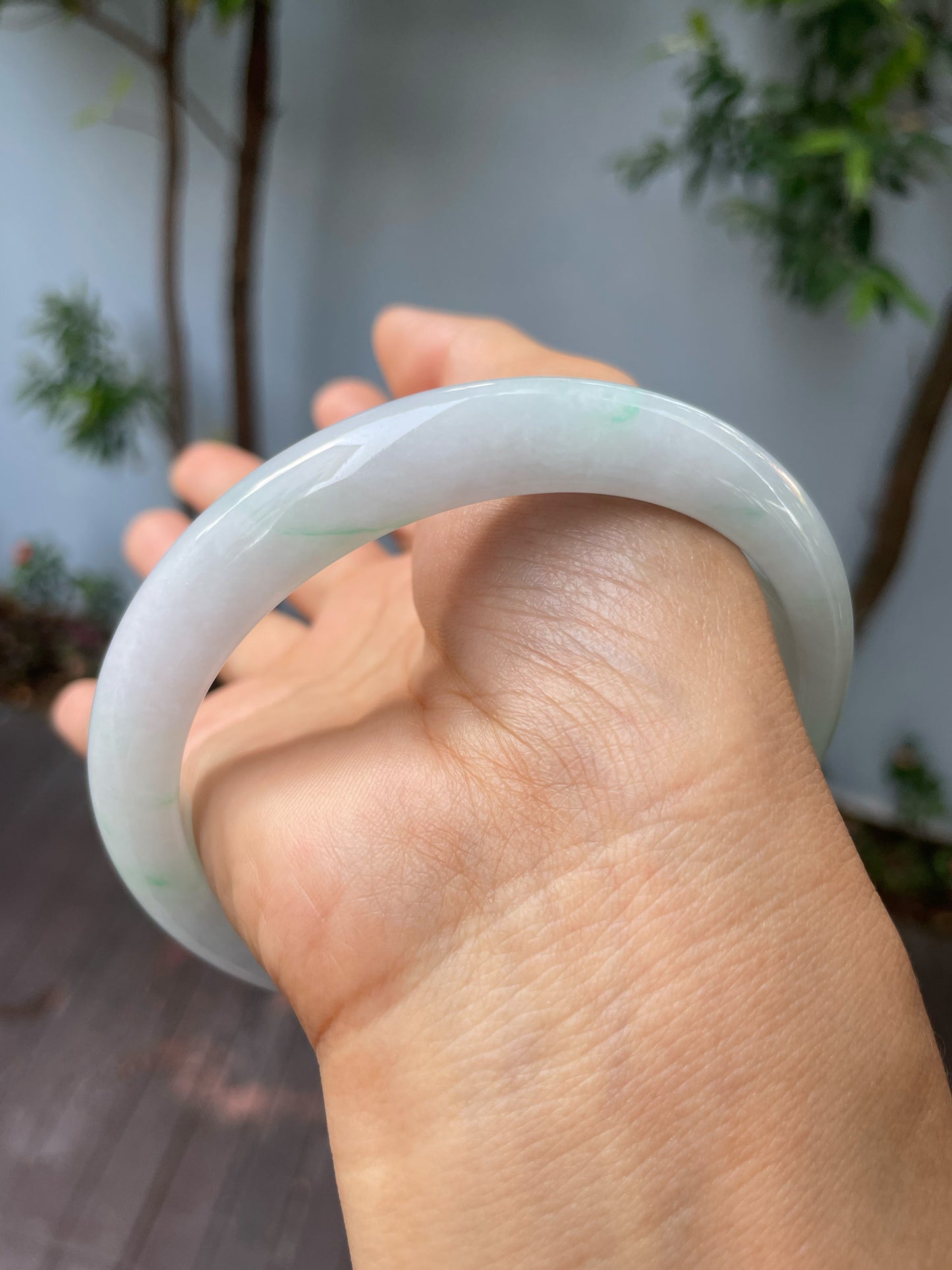 White Jadeite Bangle | 75mm (NJBA135)