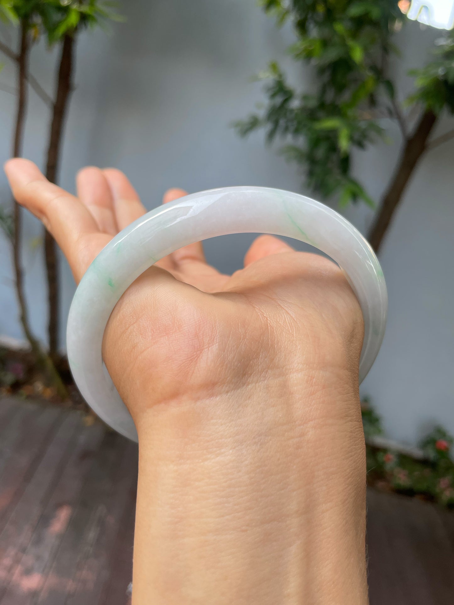White Jadeite Bangle | 75mm (NJBA135)