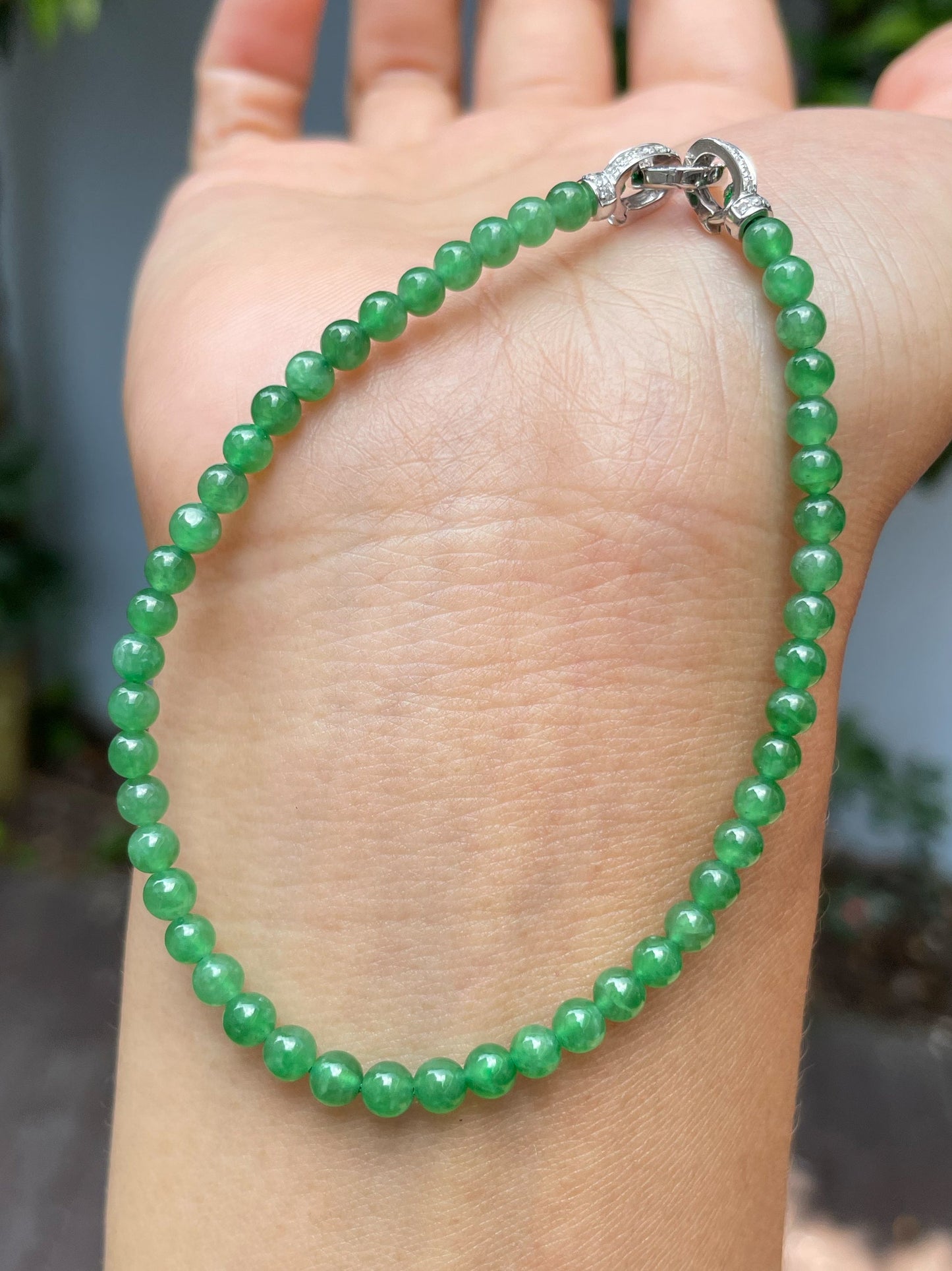 Green Jade Bracelet - Round Beads (NJBA138)