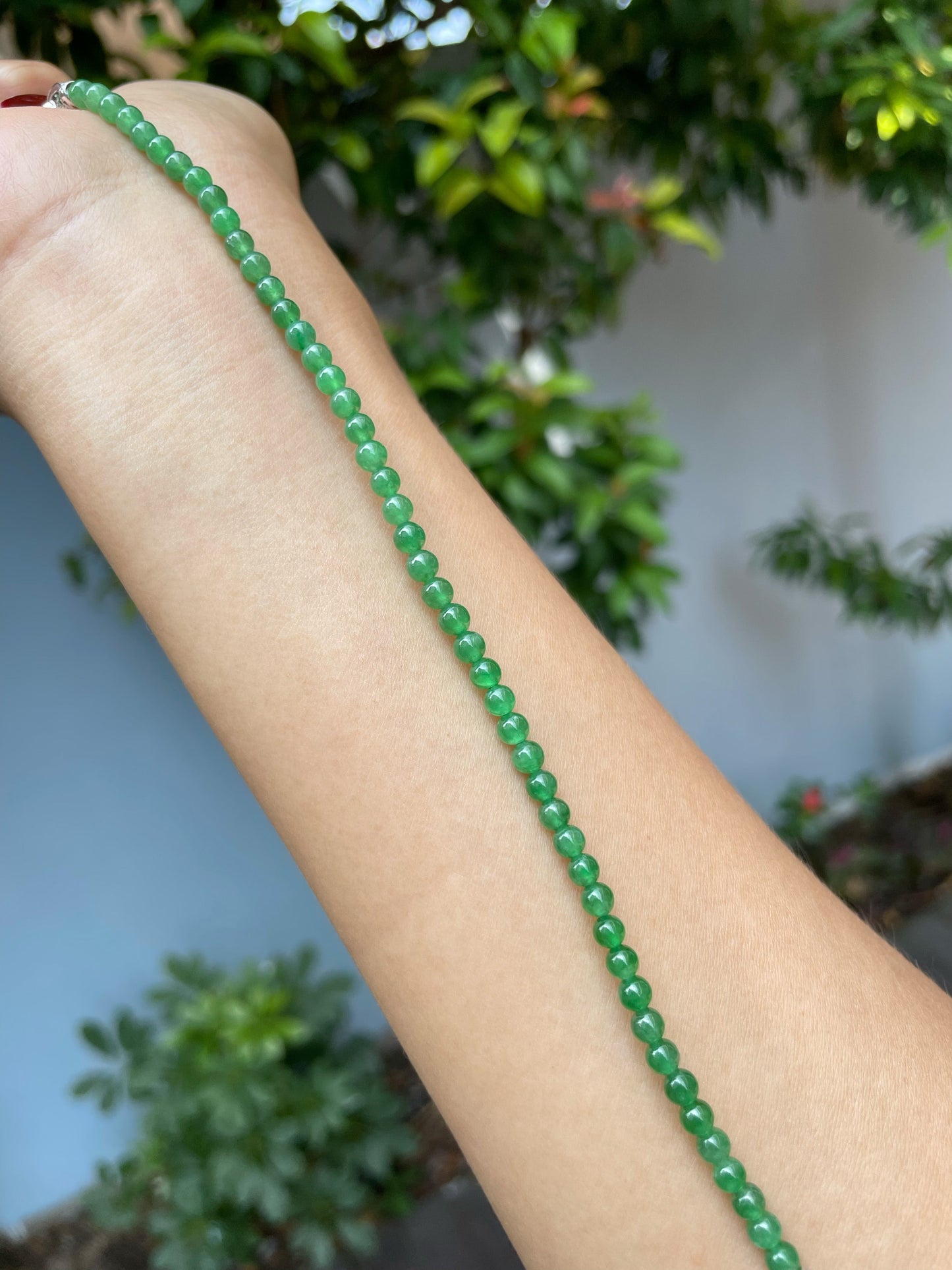 Green Jade Bracelet - Round Beads (NJBA138)