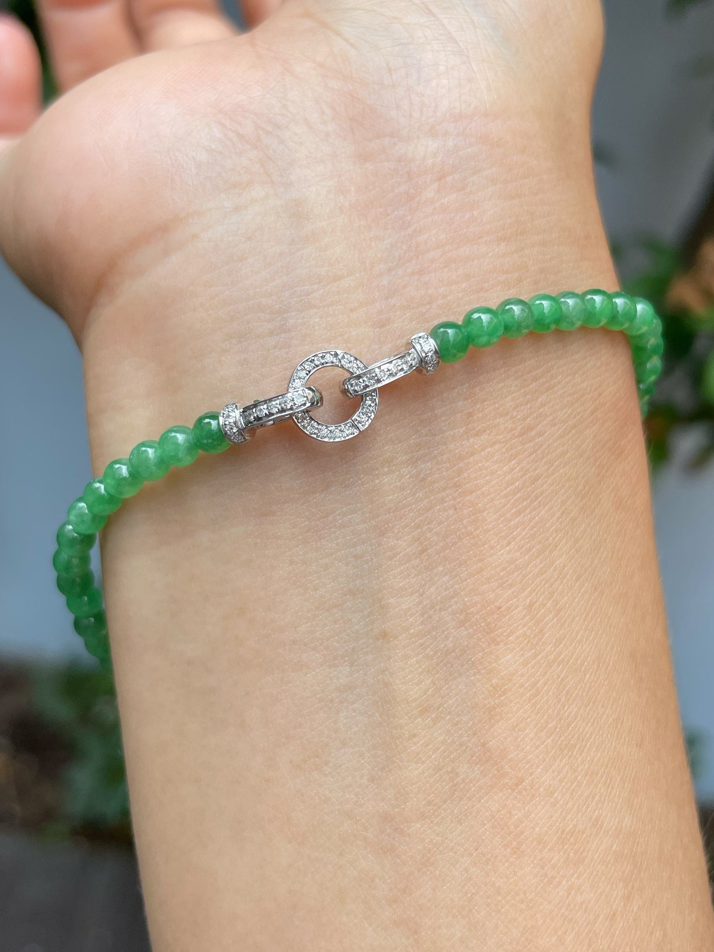 Green Jade Bracelet - Round Beads (NJBA138)