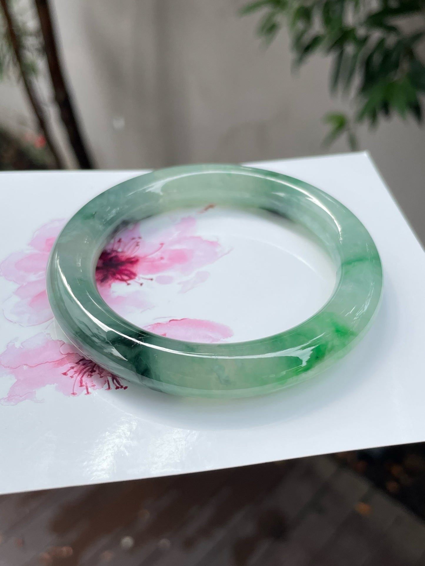 Icy Green Jade Bangle | 56mm (NJBA142)
