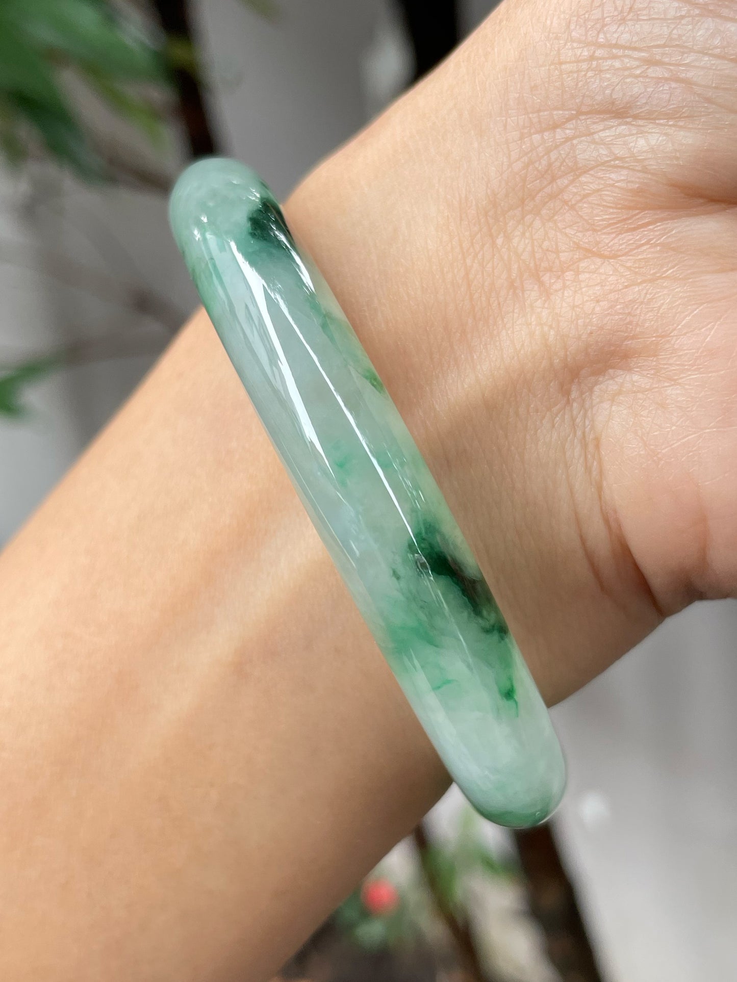 Icy Green Jade Bangle | 56mm (NJBA142)
