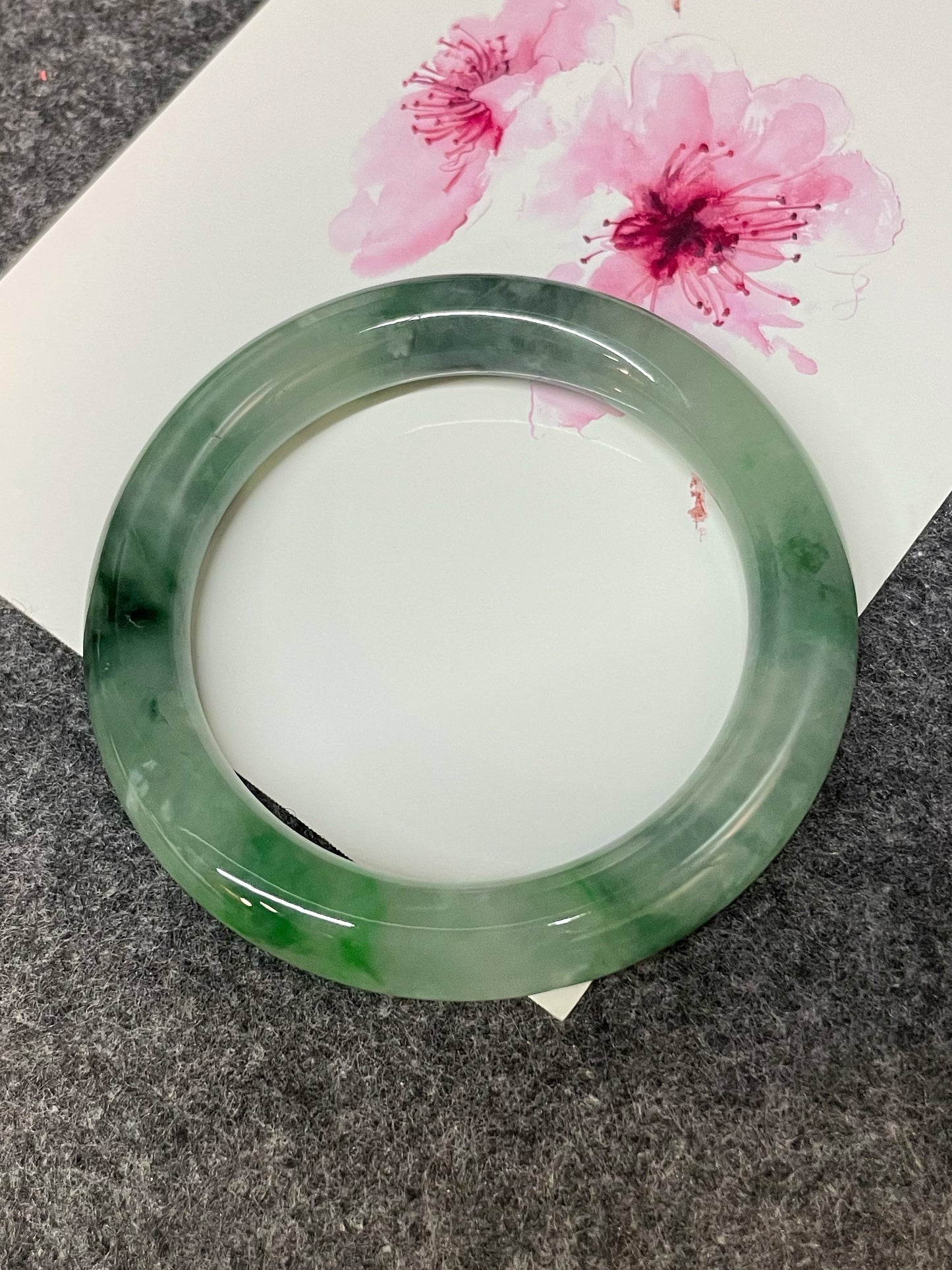 Icy Green Jade Bangle | 56mm (NJBA142)