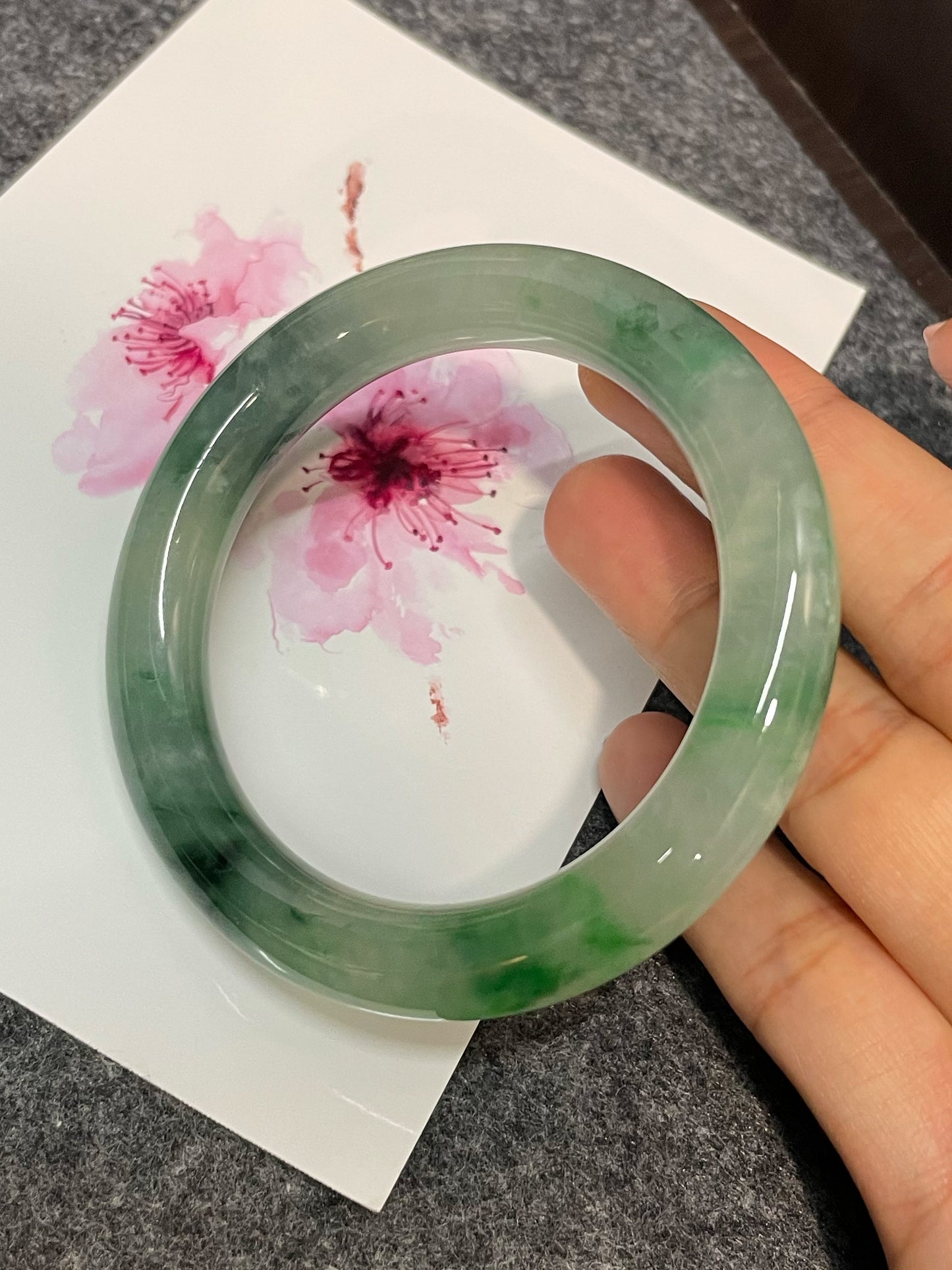 Icy Green Jade Bangle | 56mm (NJBA142)