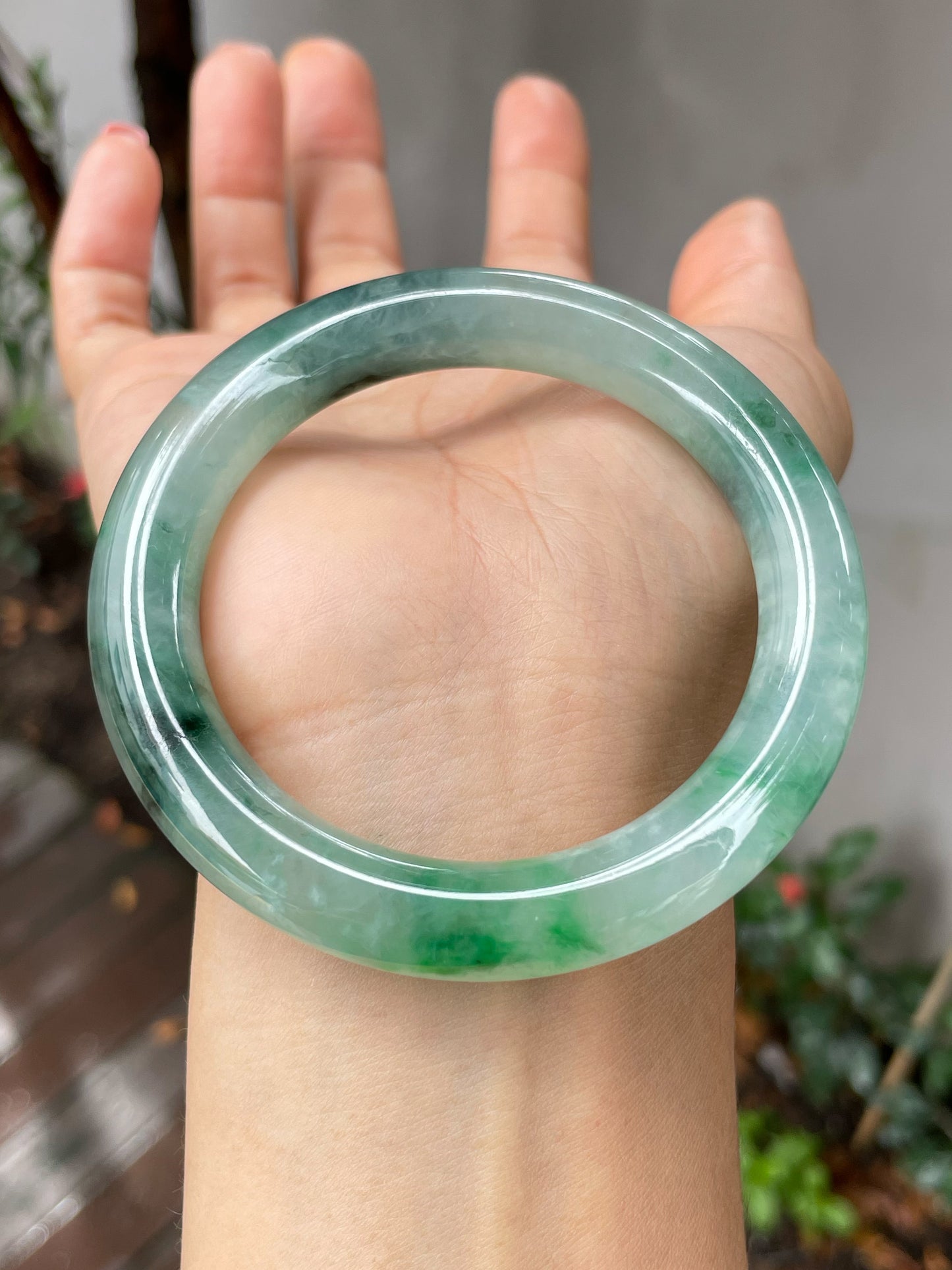 Icy Green Jade Bangle | 56mm (NJBA142)