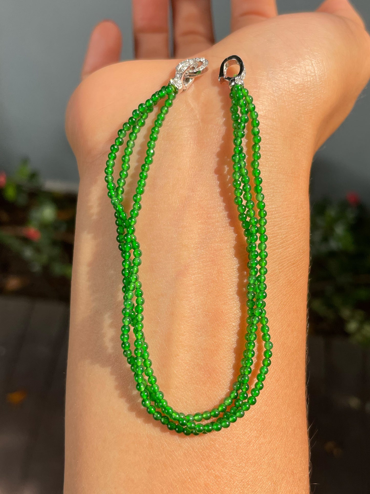Green Jade Bracelet - Round Beads (NJBA153)
