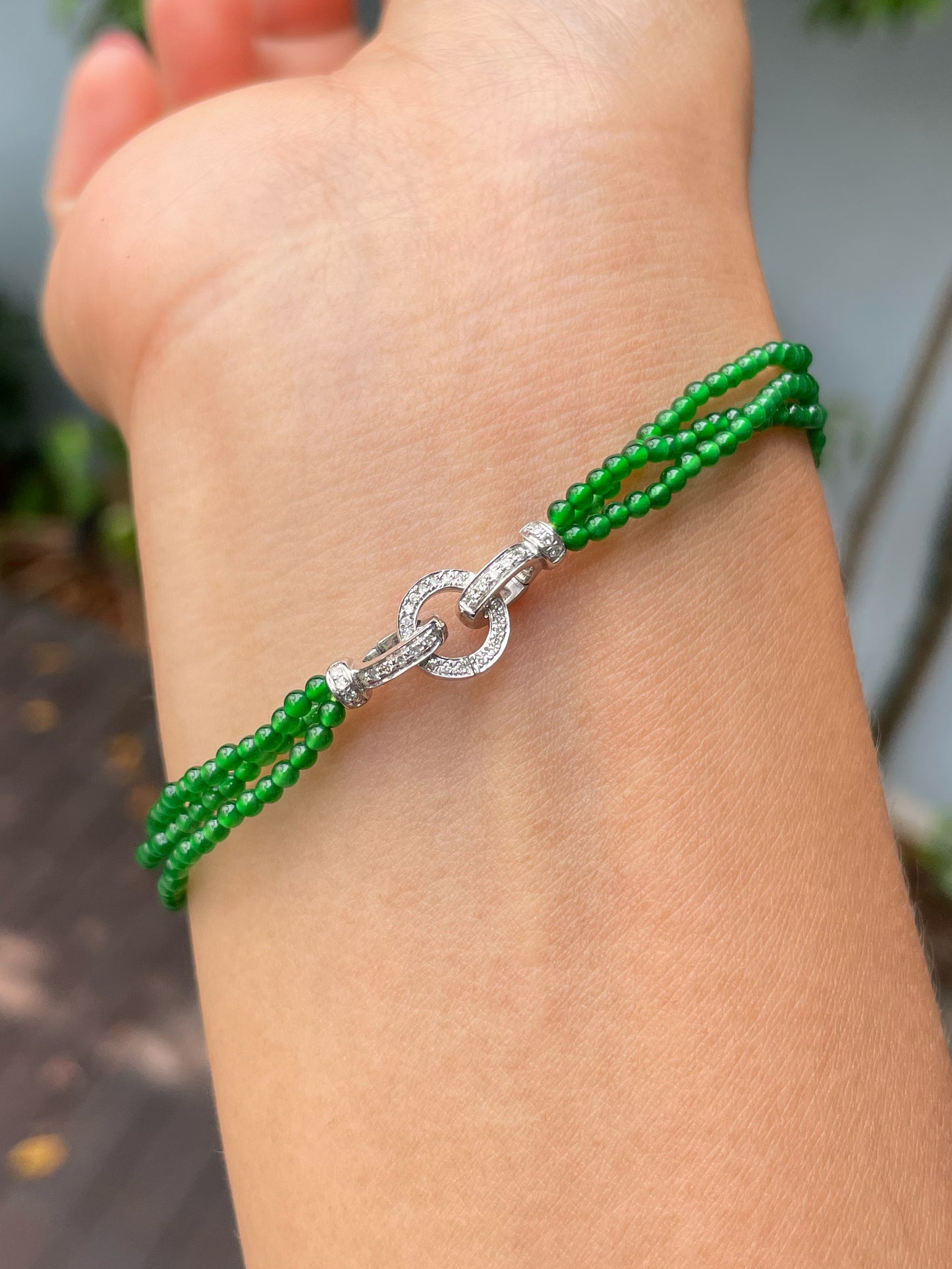 Green Jade Bracelet - Round Beads (NJBA153)
