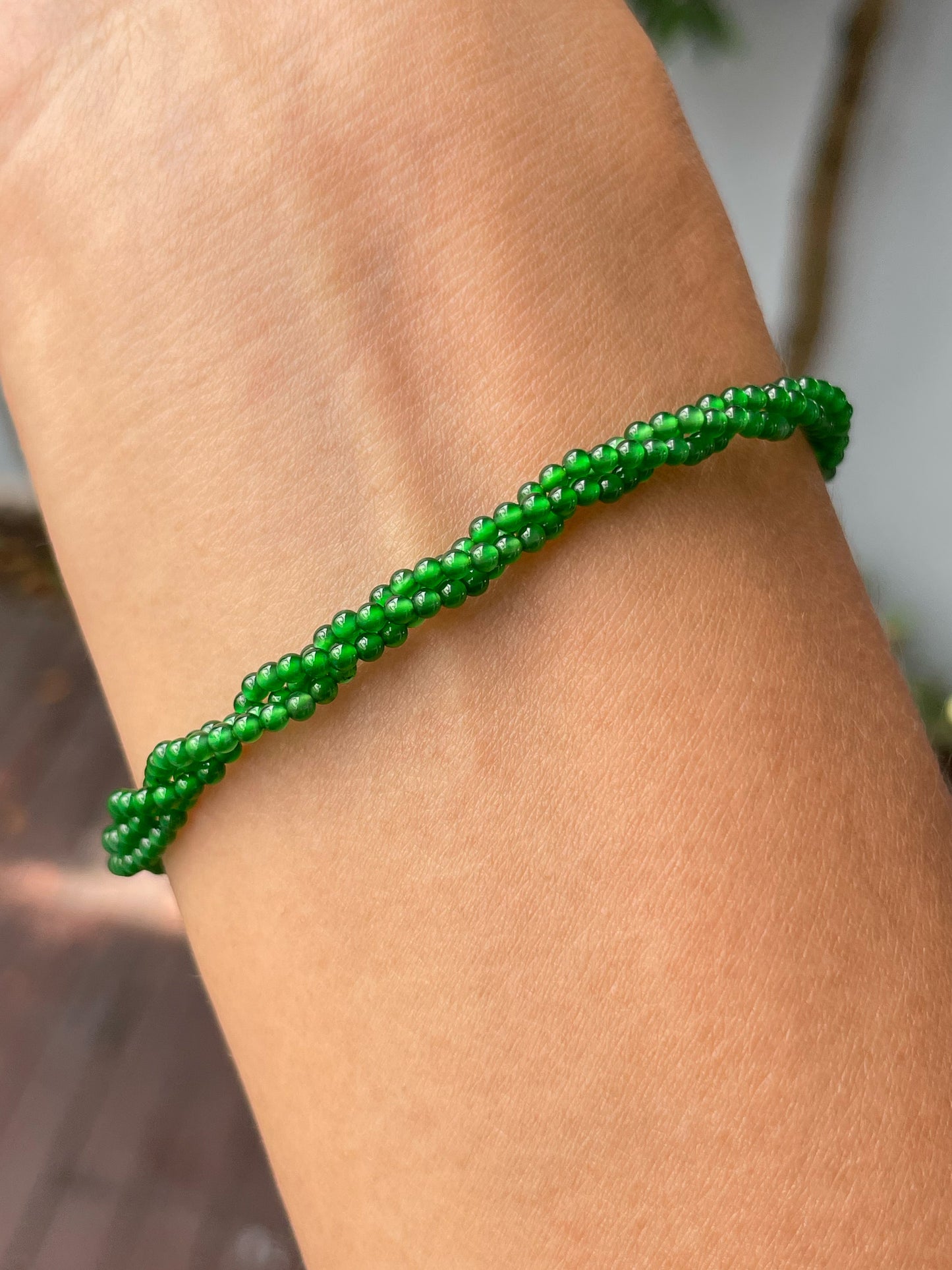 Green Jade Bracelet - Round Beads (NJBA153)