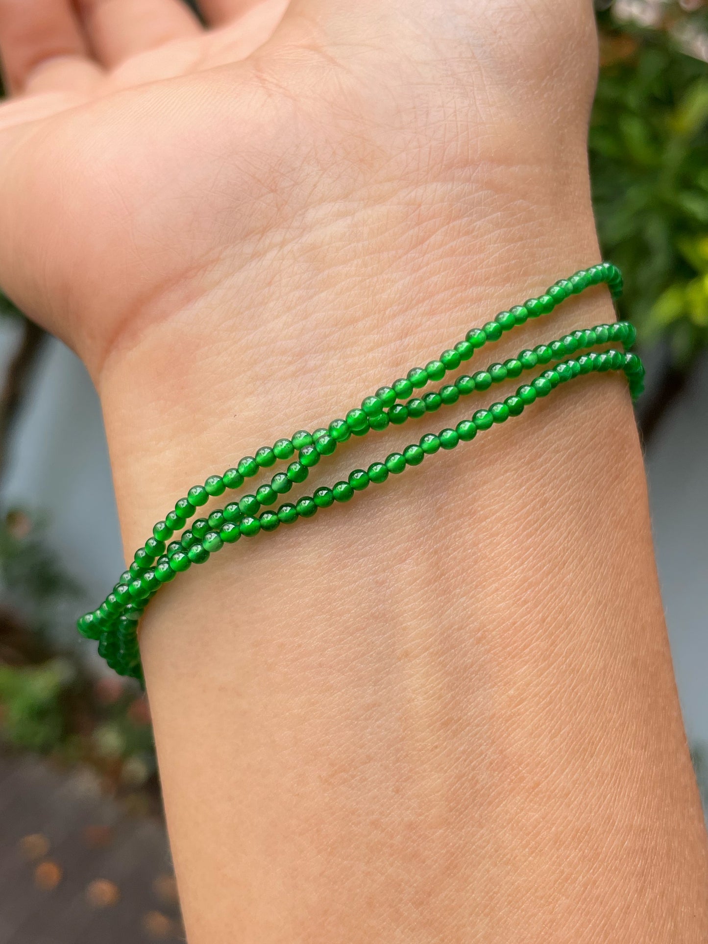 Green Jade Bracelet - Round Beads (NJBA153)