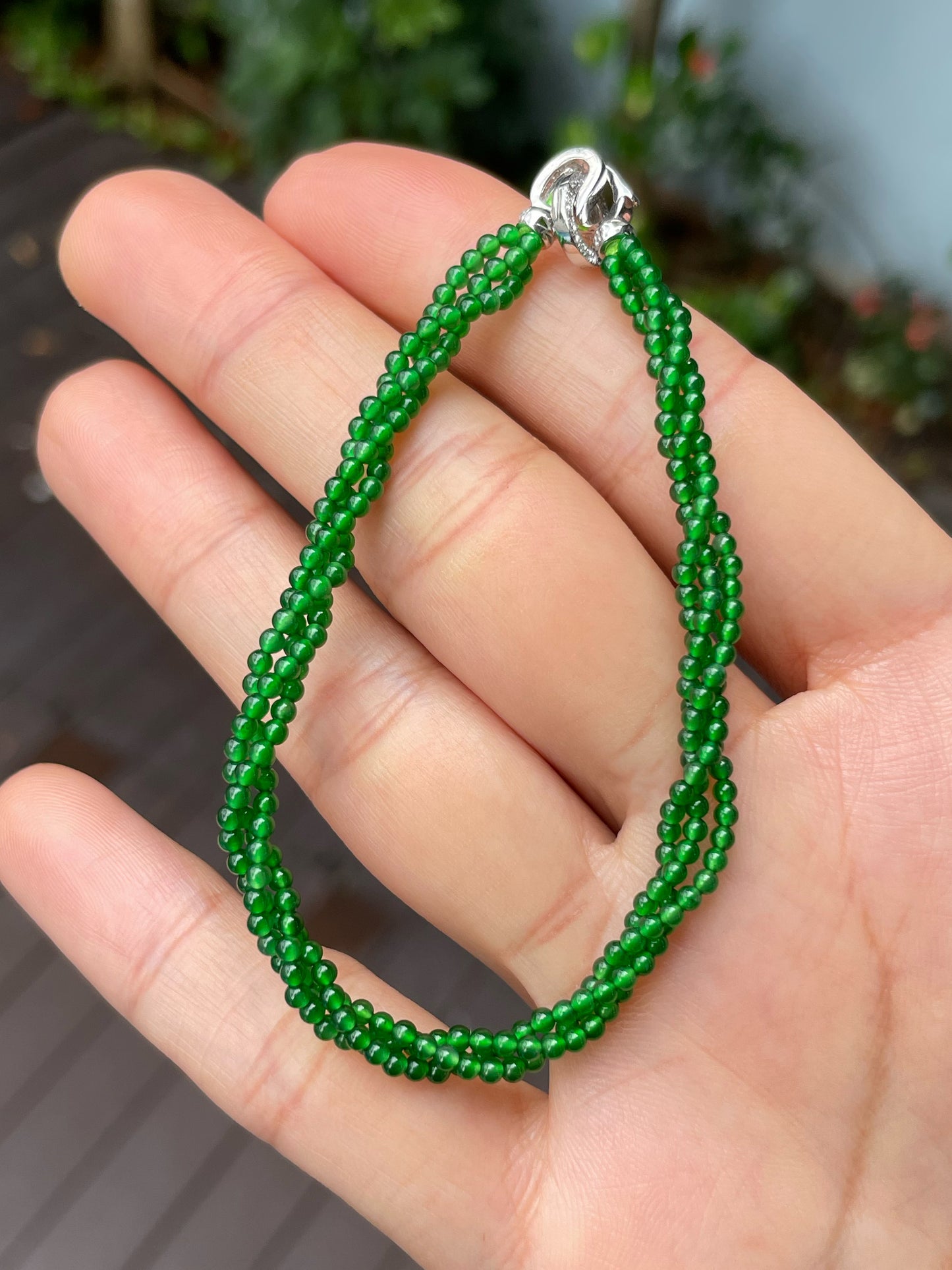Green Jade Bracelet - Round Beads (NJBA153)