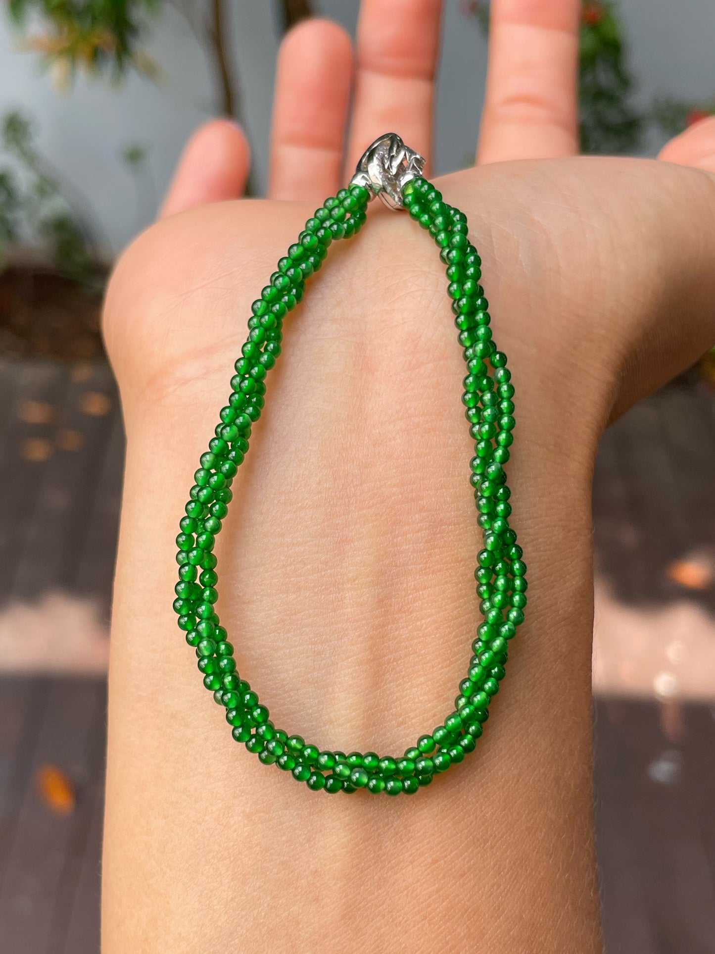 Green Jade Bracelet - Round Beads (NJBA153)