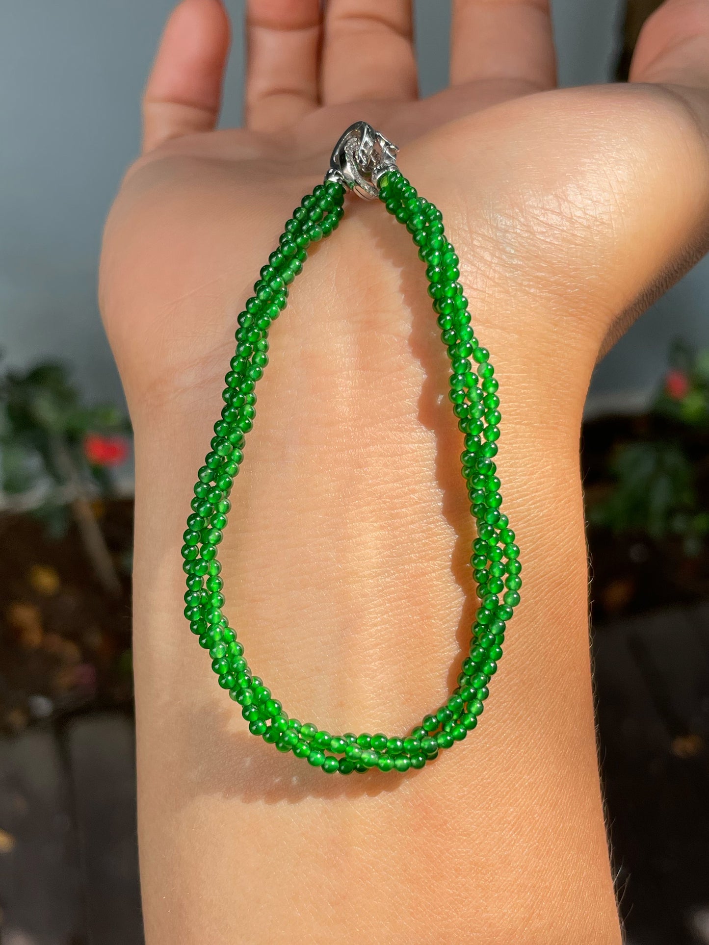 Green Jade Bracelet - Round Beads (NJBA153)