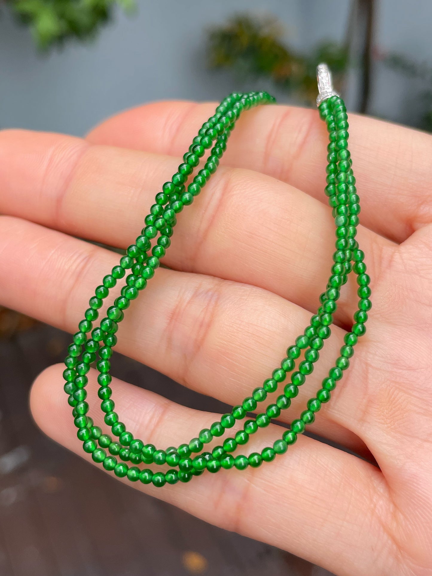 Green Jade Bracelet - Round Beads (NJBA153)