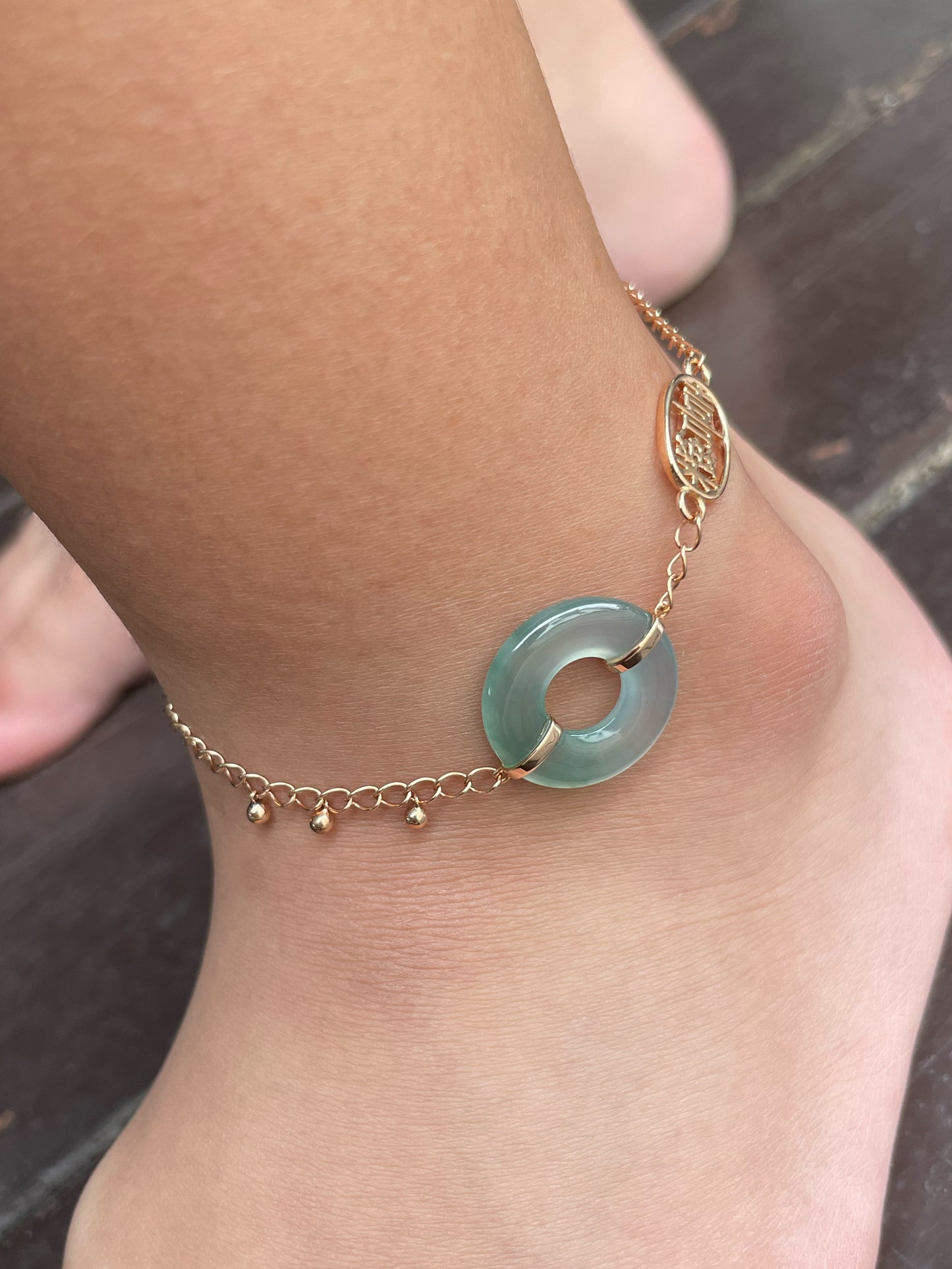 Icy Green Jadeite Anklet / Bracelet - 母子扣 (NJBA154)