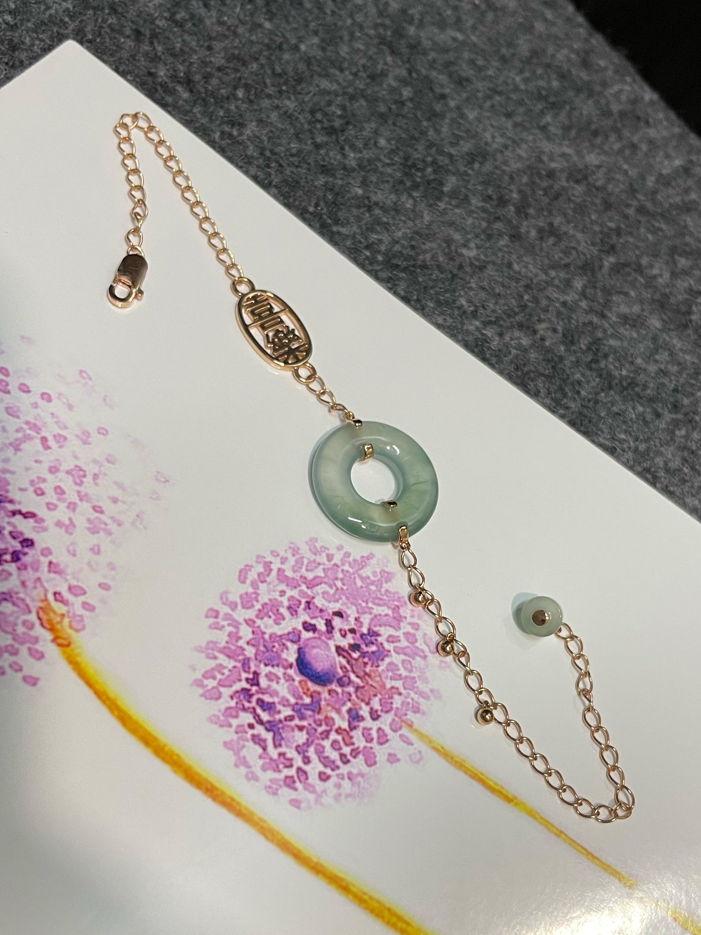 Icy Green Jadeite Anklet / Bracelet - 母子扣 (NJBA154)