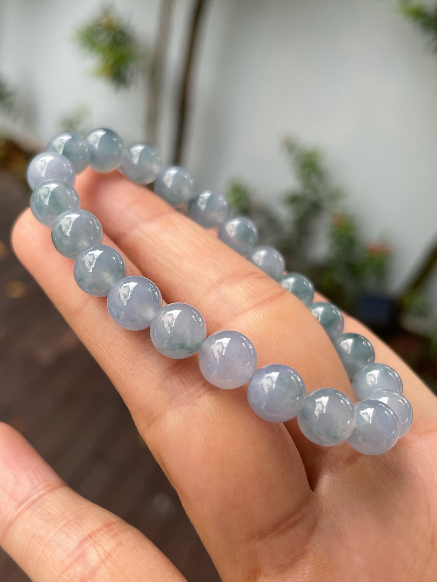 Bluish Lavender Jade Bracelet - Round Beads (NJBA158)