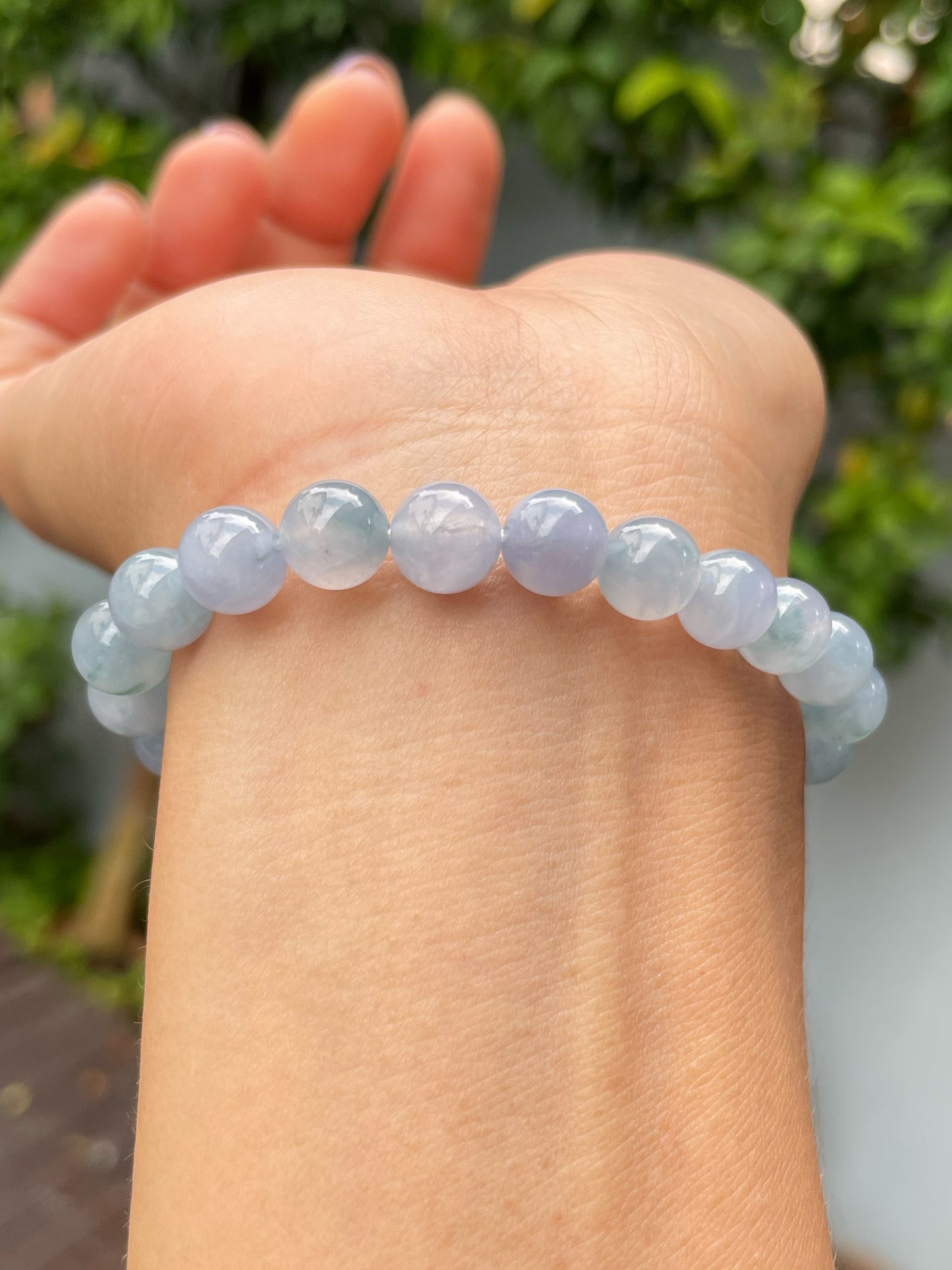 Bluish Lavender Jade Bracelet - Round Beads (NJBA158)