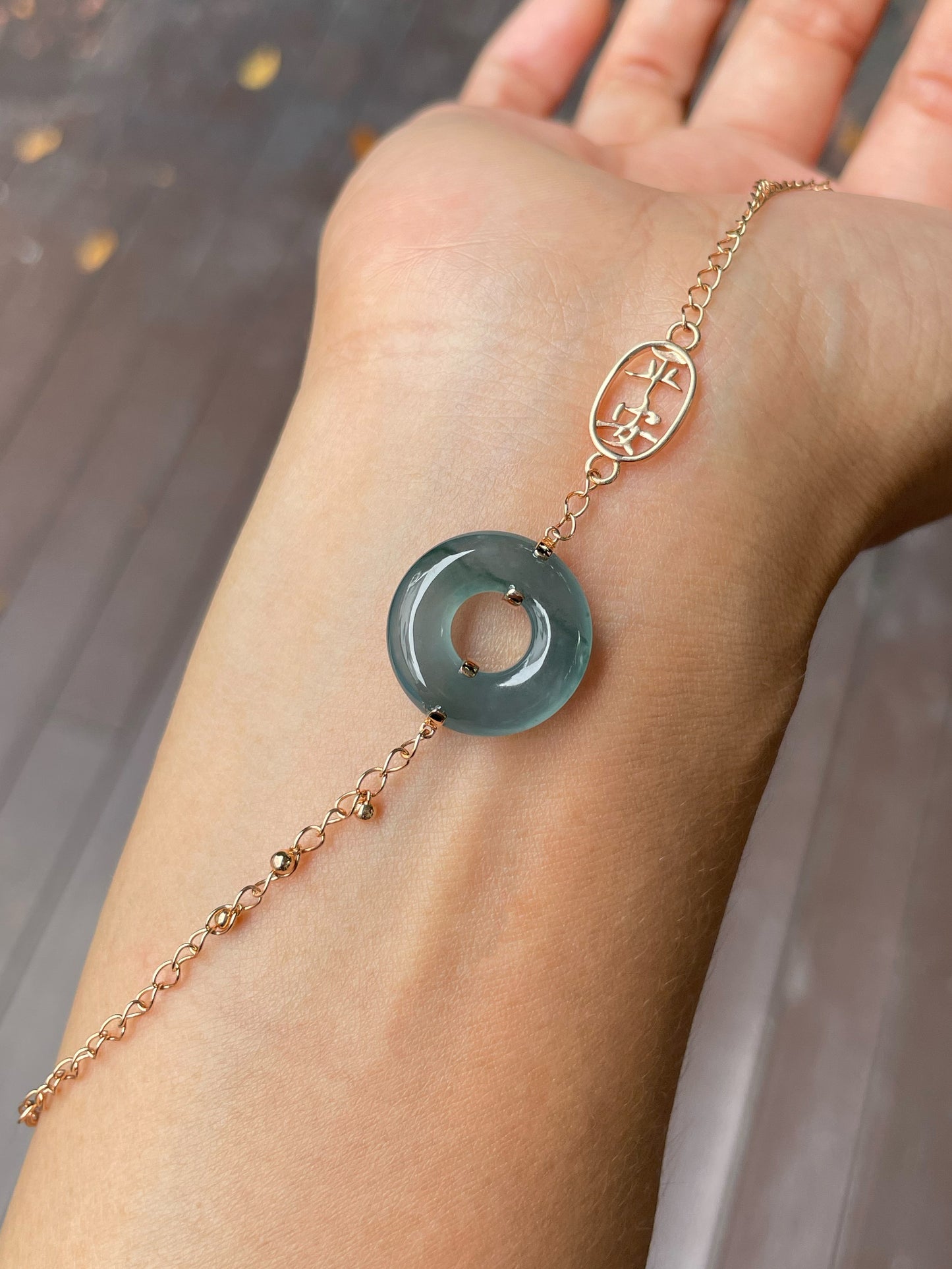 Icy Blue Jadeite Anklet / Bracelet - 母子扣 (NJBA160)