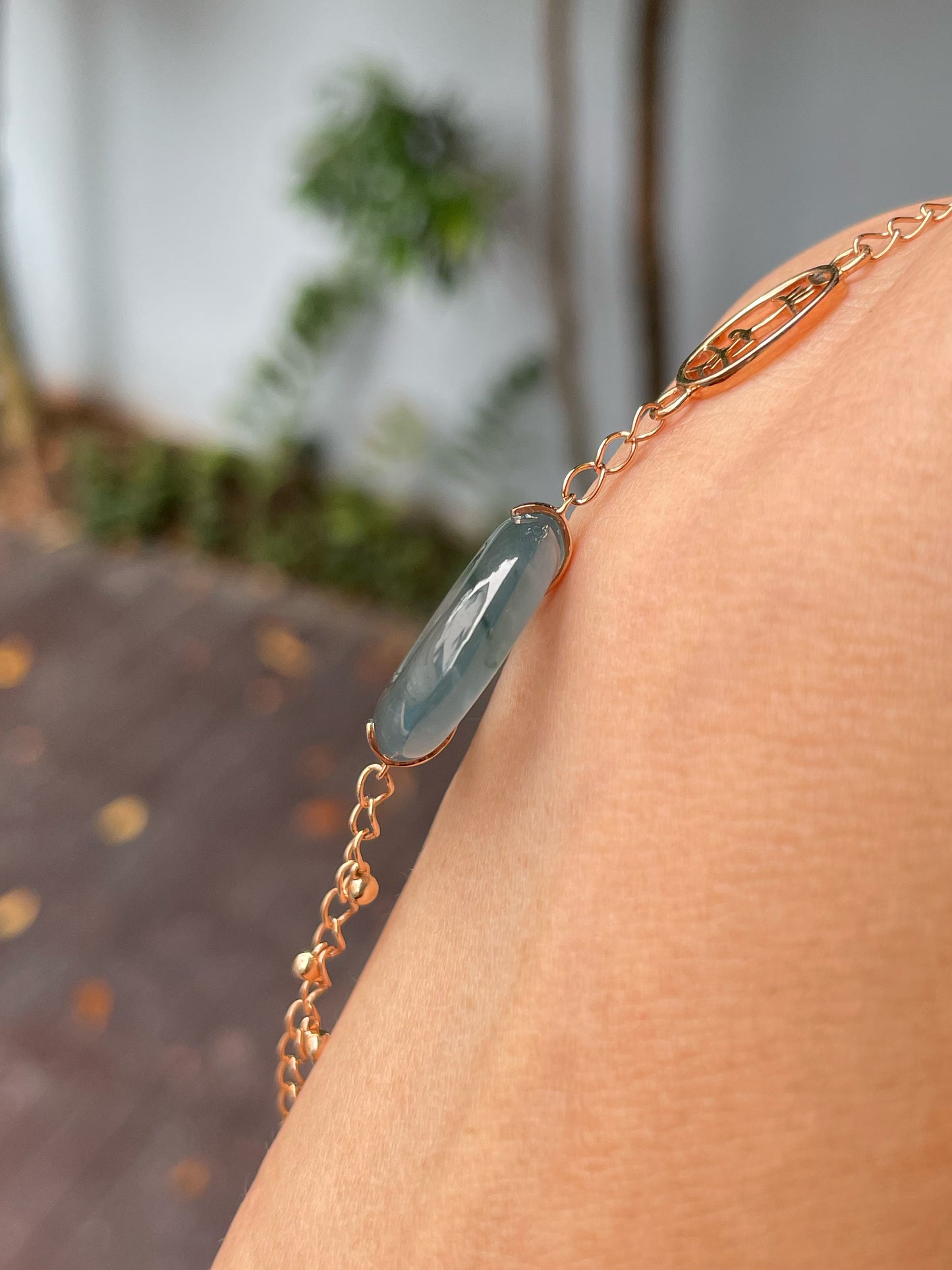 Icy Blue Jadeite Anklet / Bracelet - 母子扣 (NJBA160)