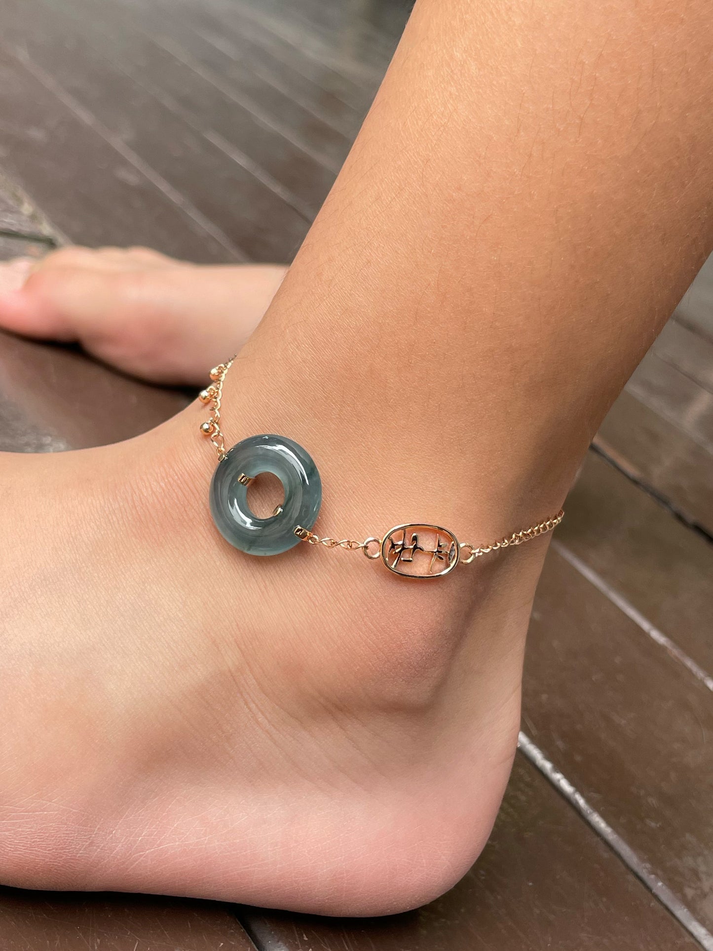 Icy Blue Jadeite Anklet / Bracelet - 母子扣 (NJBA160)
