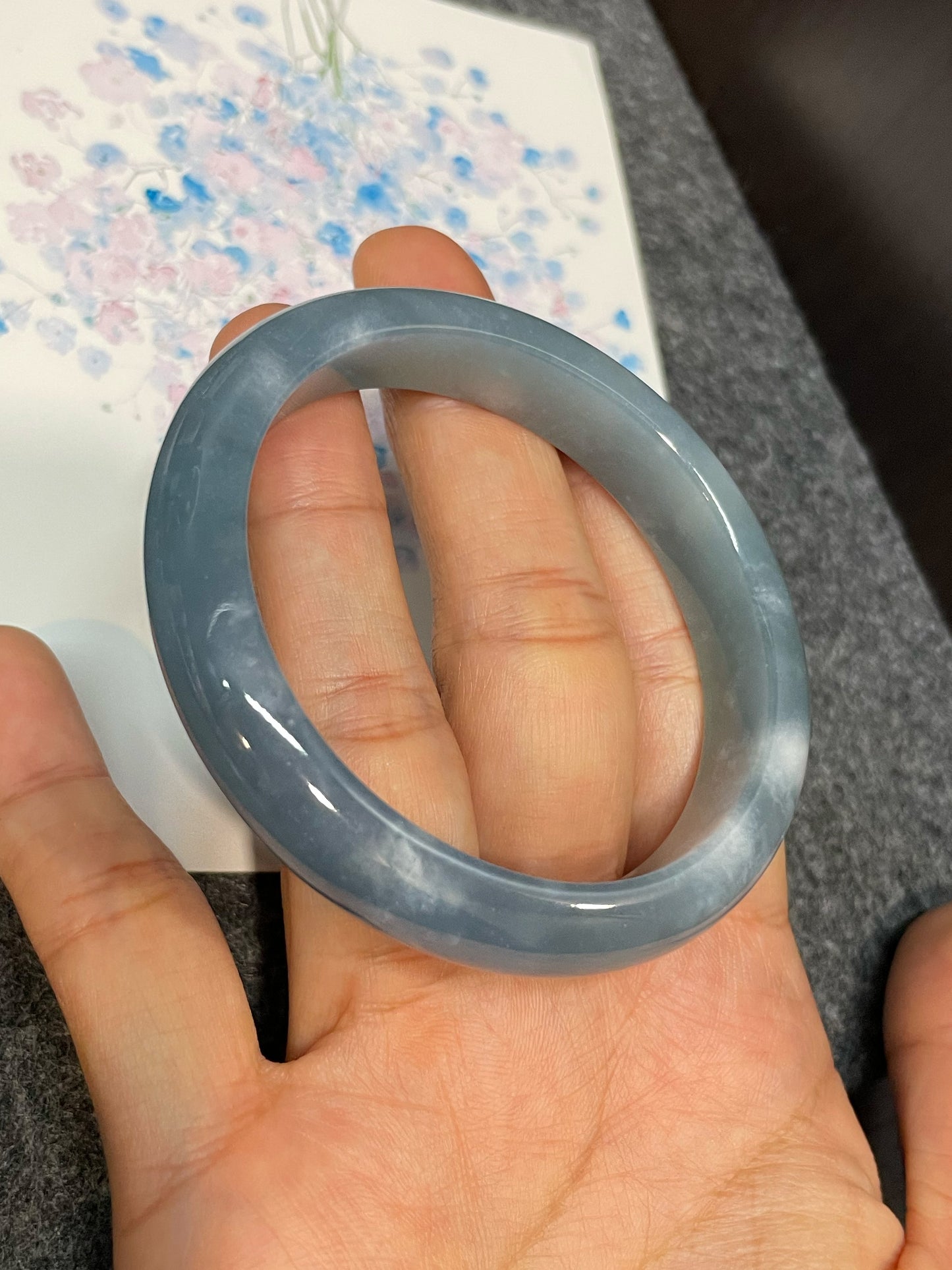 Blue Jade Bangle | 55mm (NJBA162)