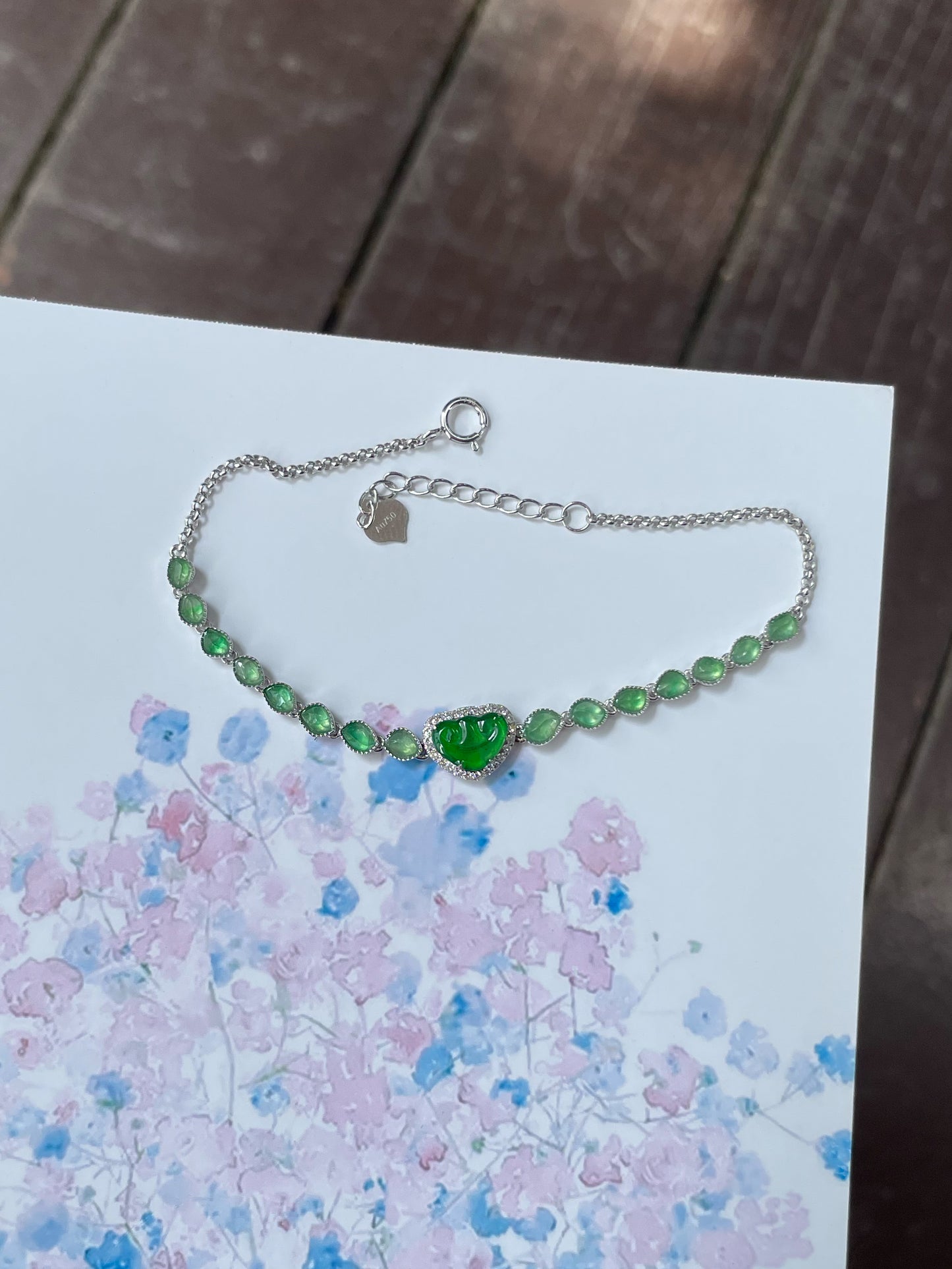 Green Jadeite Bracelet - Ruyi (NJBA167)