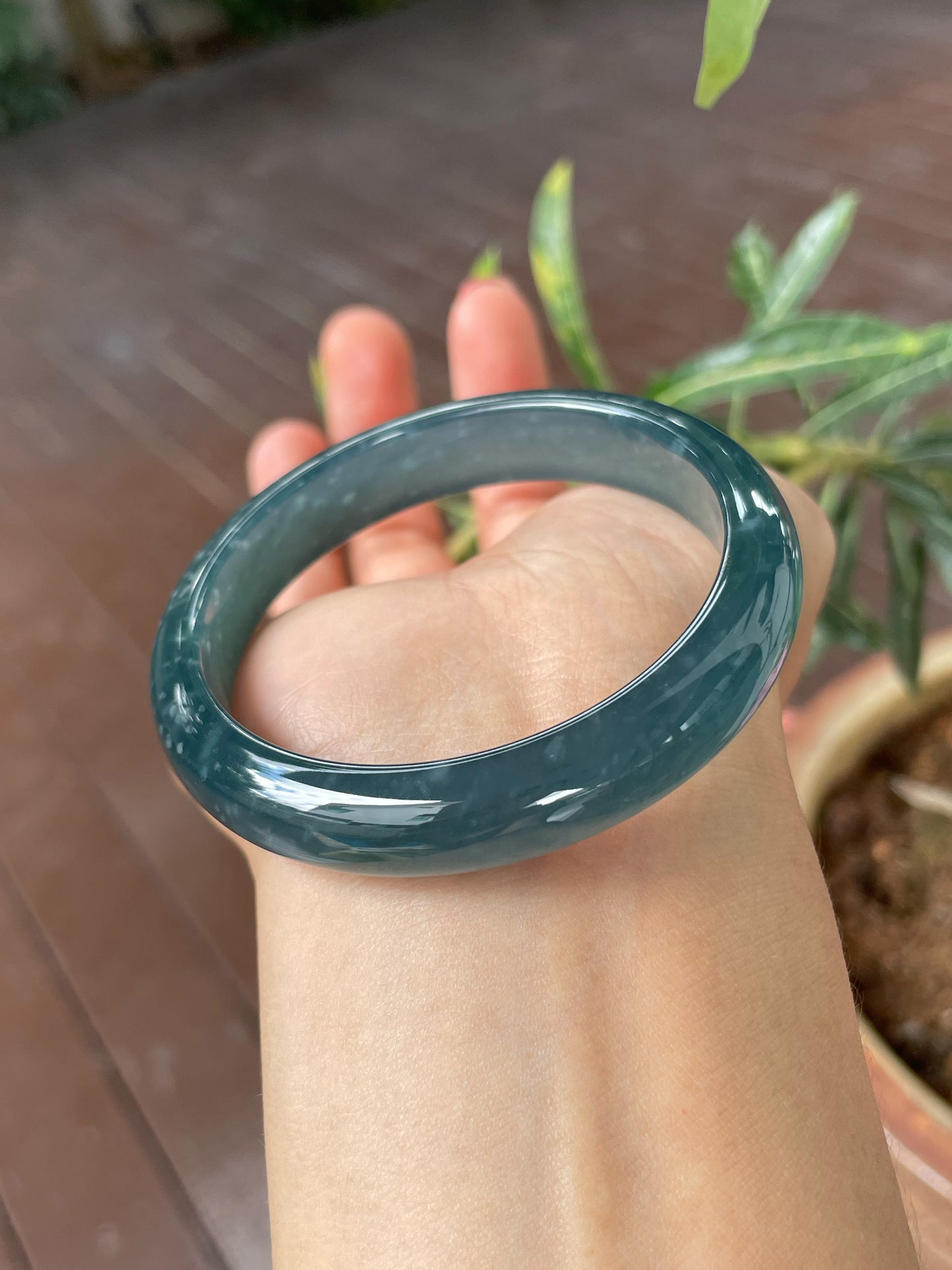 Blue Jade Bangle | 55mm (NJBA168)