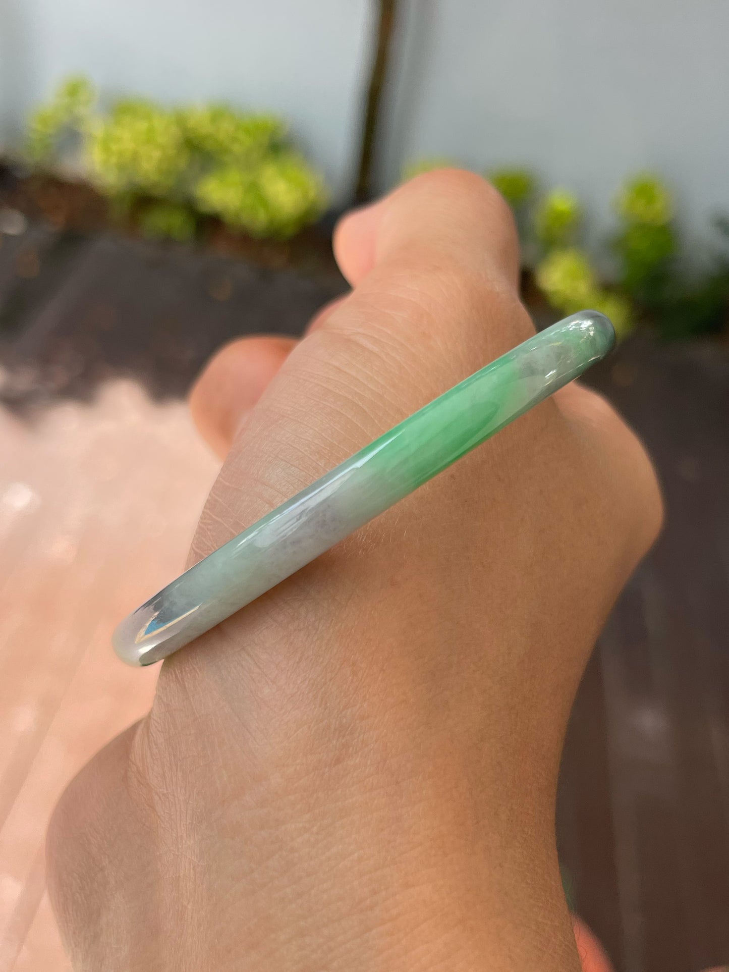 Green With Black Jade Bangle | 55mm (NJBA170)