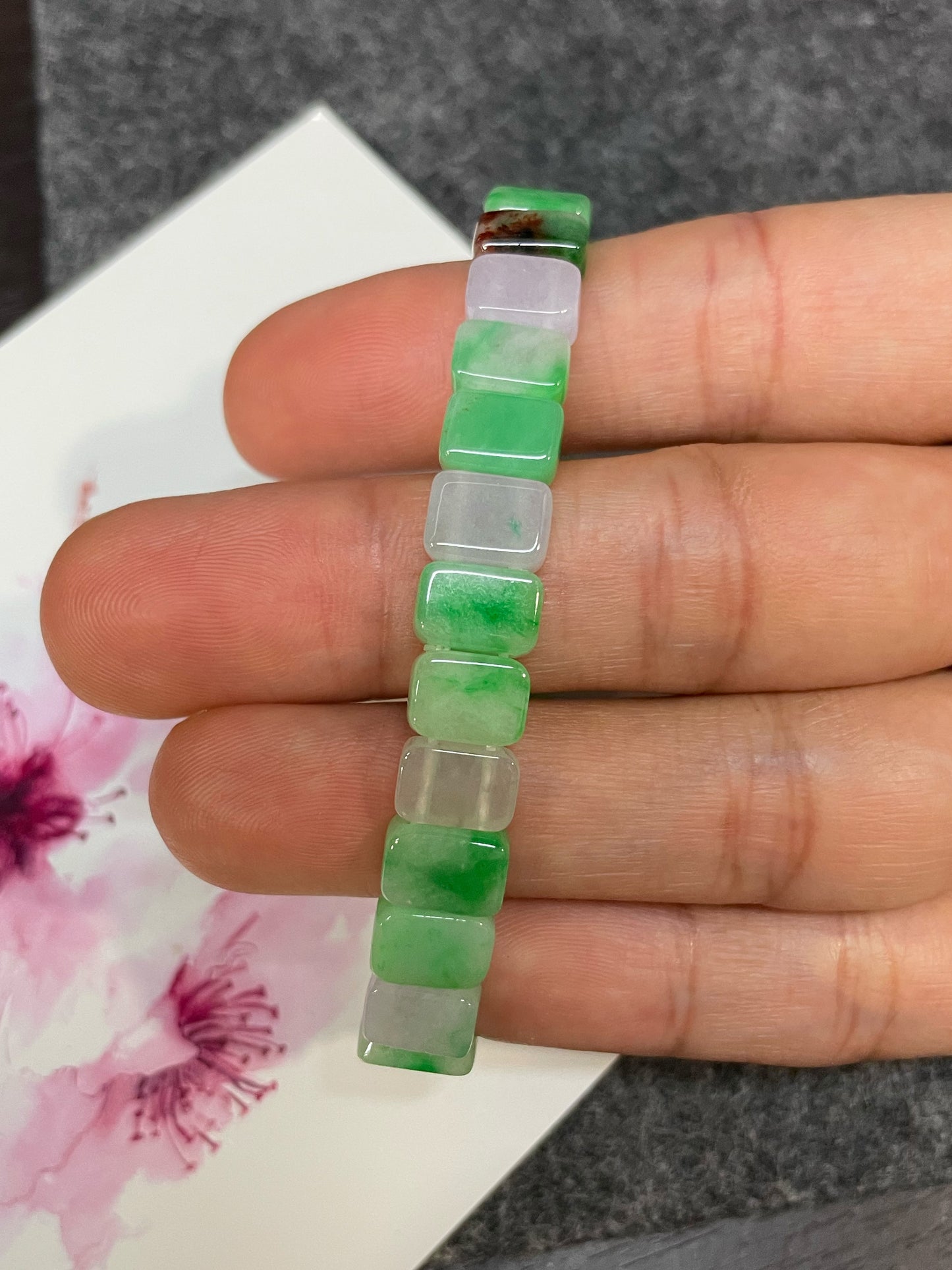 Green & Icy White Jadeite Bracelet (NJBA171)